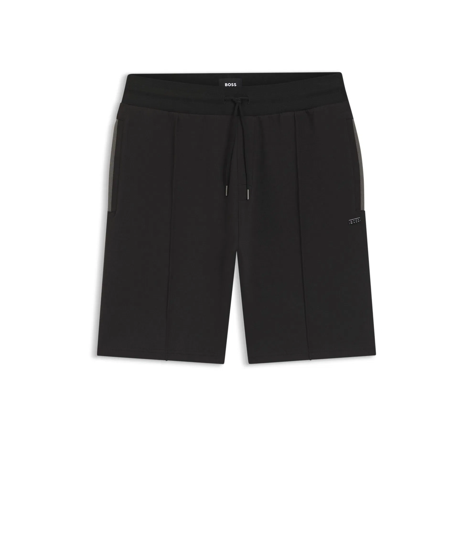 Boss Pintuck Detail Shorts In A Cotton Blend Black