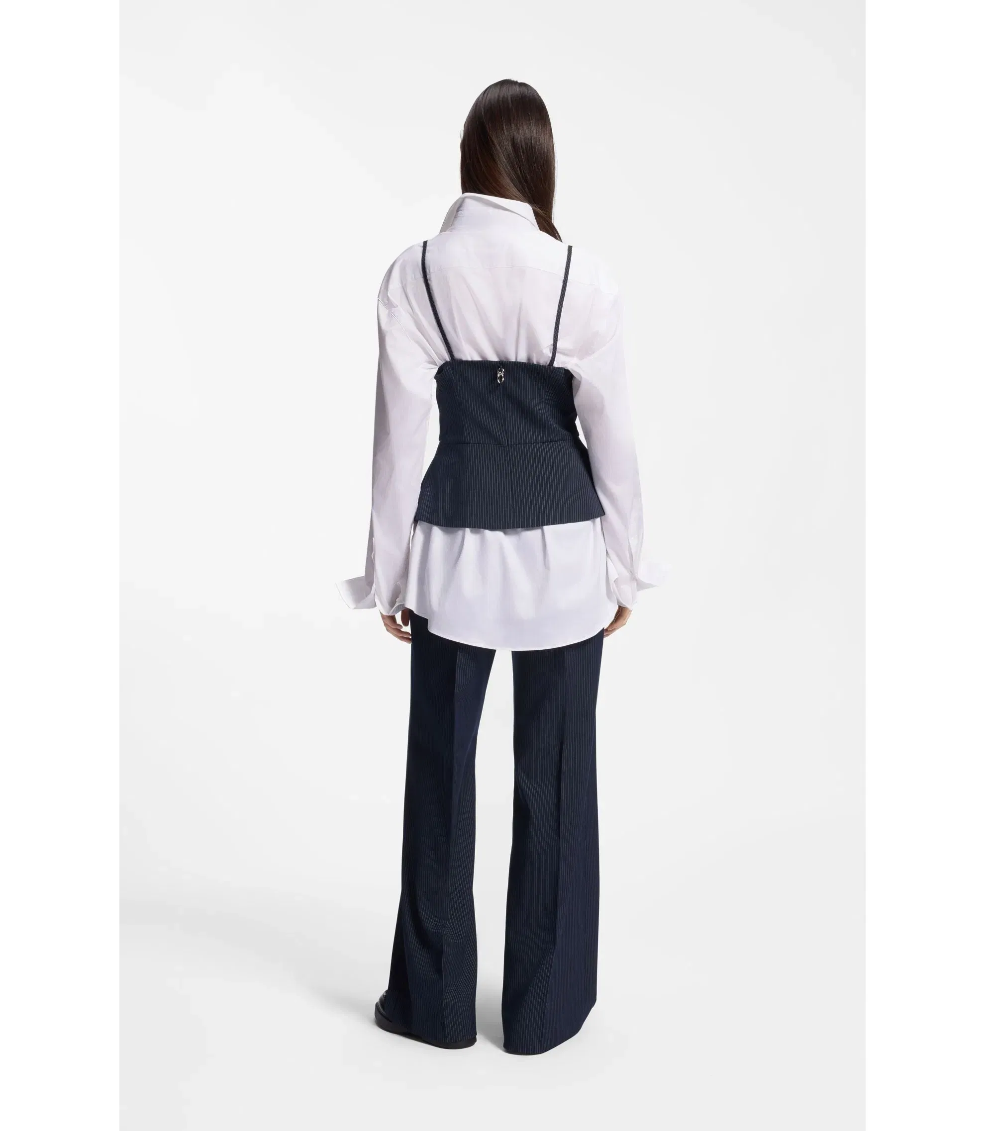 Hugo Pinstripe Top With Peplum Hem Patterned Women's