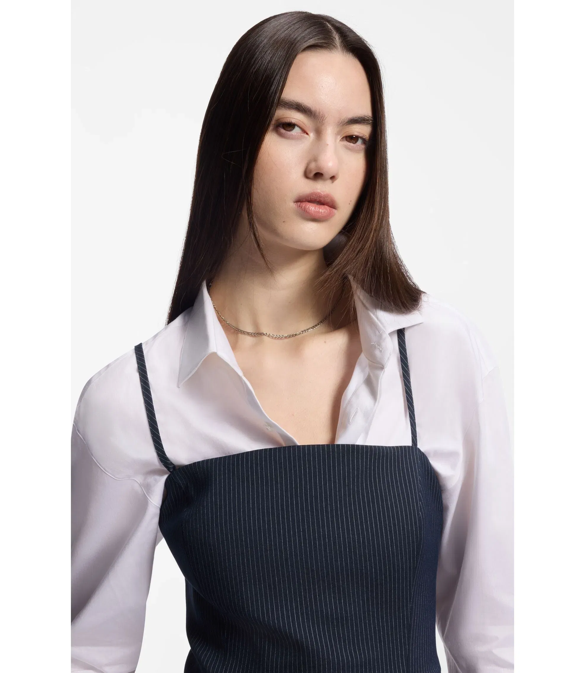 Hugo Pinstripe Top With Peplum Hem Patterned Women's