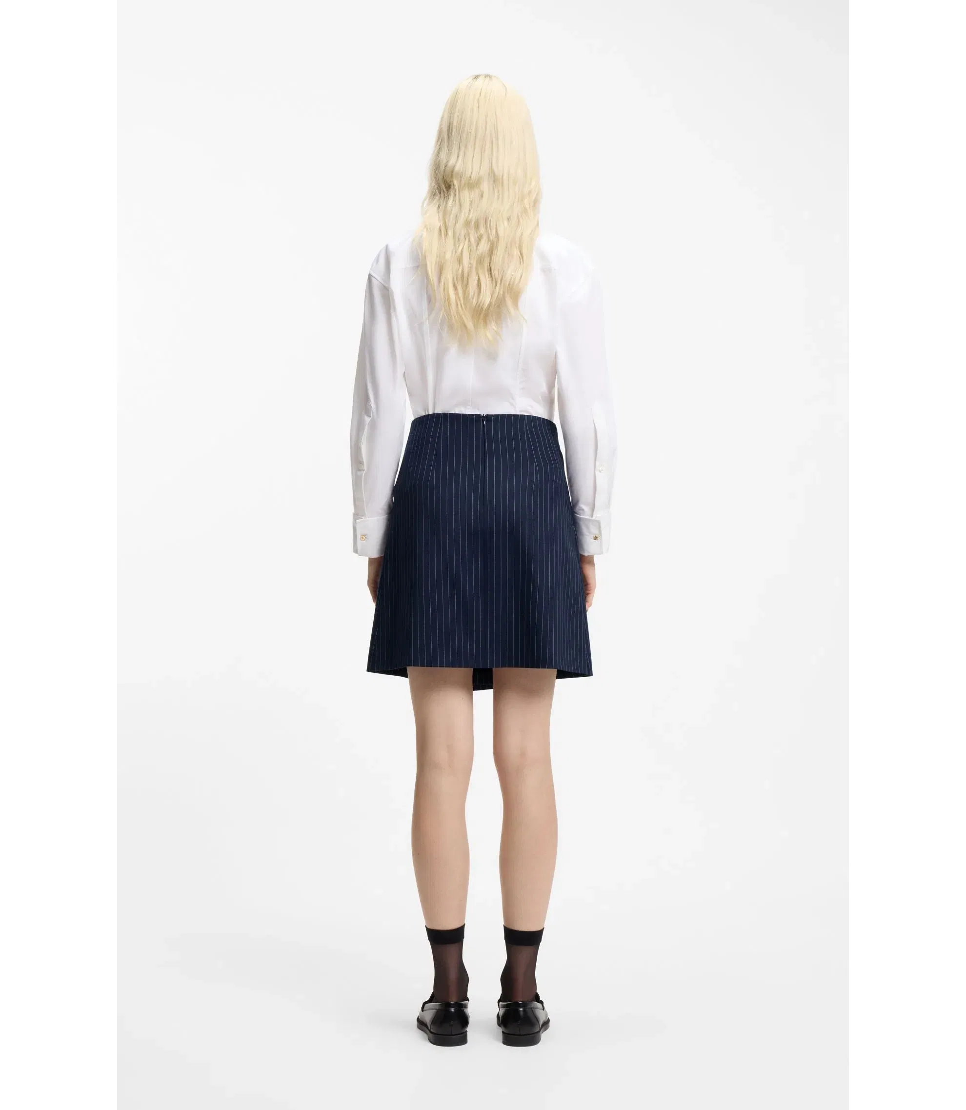Hugo Pinstripe Pencil Skirt With Belt Patterned Women's