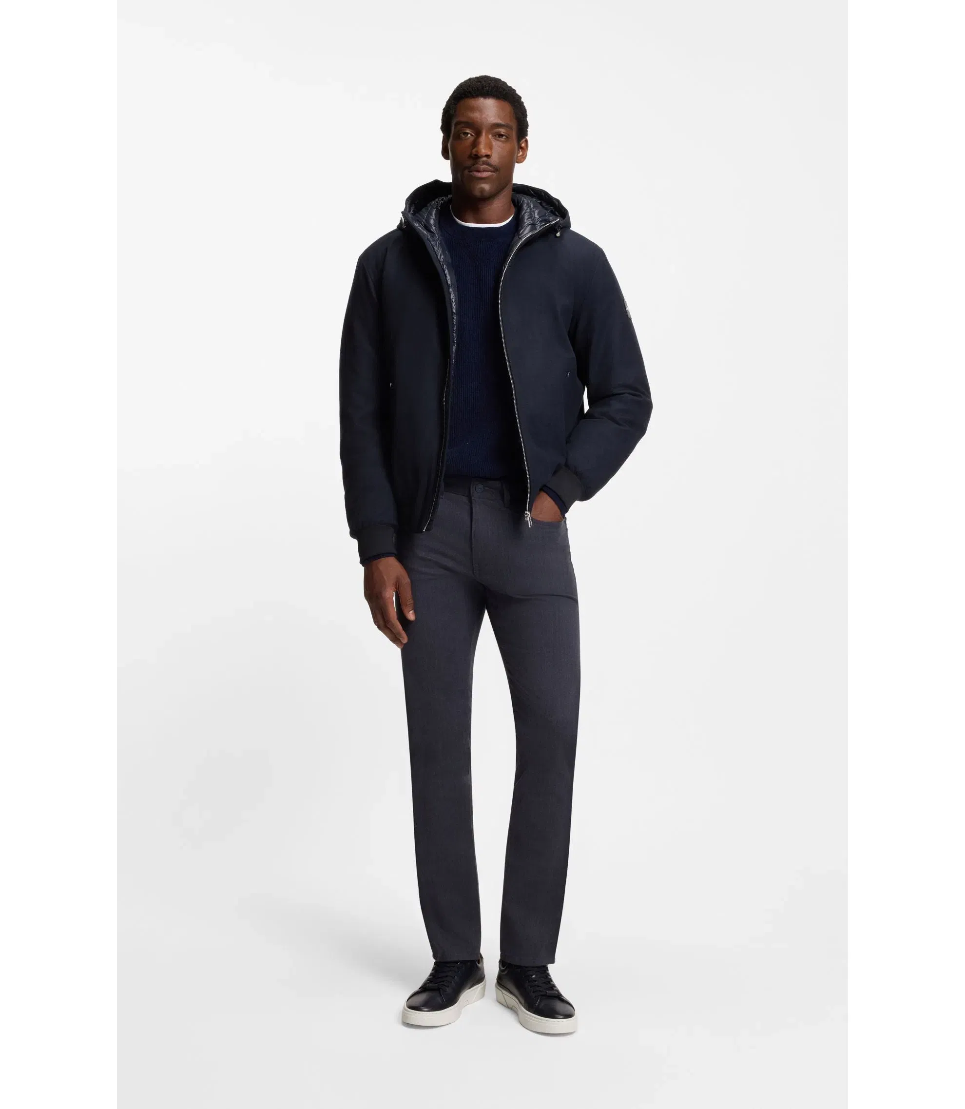 Boss Performance Flannel Jacket With Down Filling Dark Blue