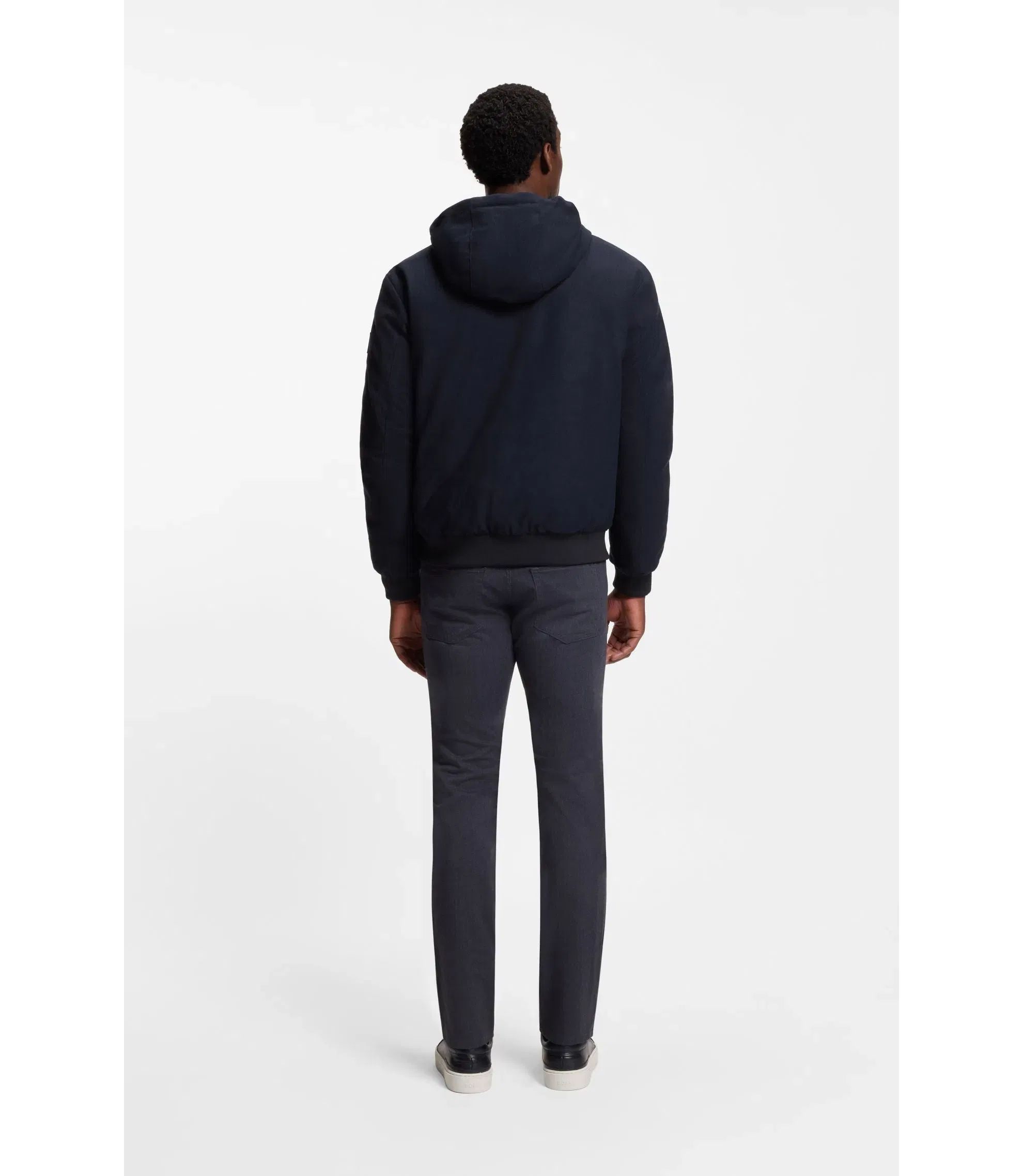 Boss Performance Flannel Jacket With Down Filling Dark Blue