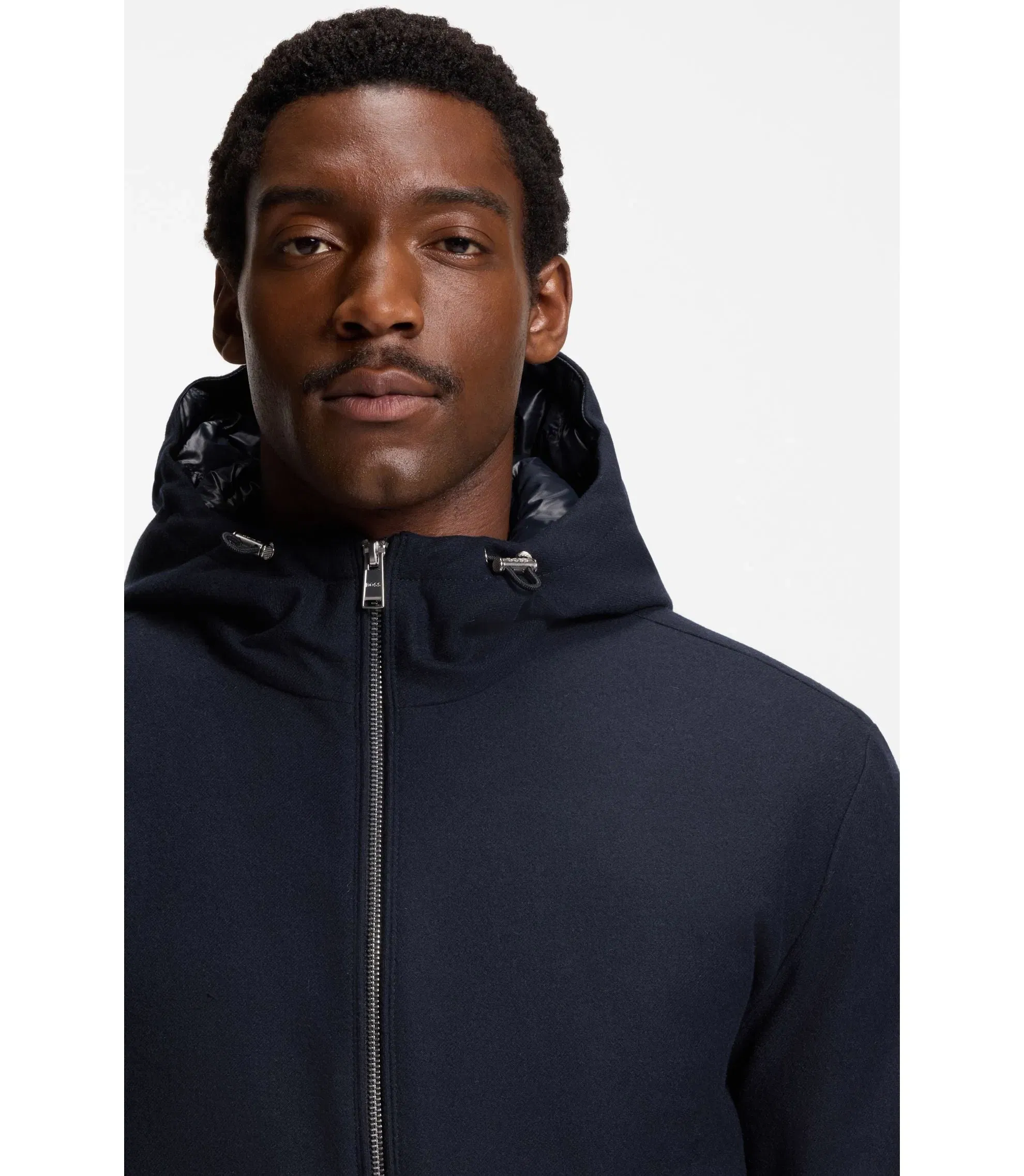 Boss Performance Flannel Jacket With Down Filling Dark Blue