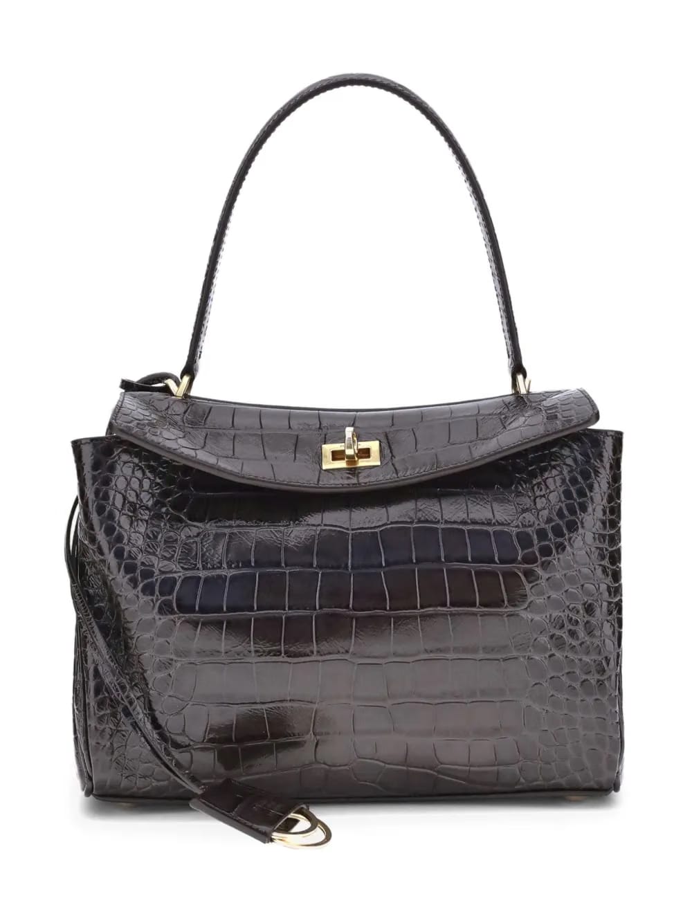 medium crocodile-effect shoulder bag