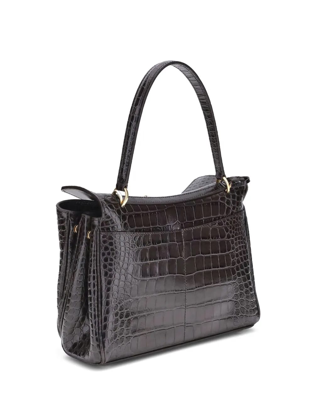 medium crocodile-effect shoulder bag