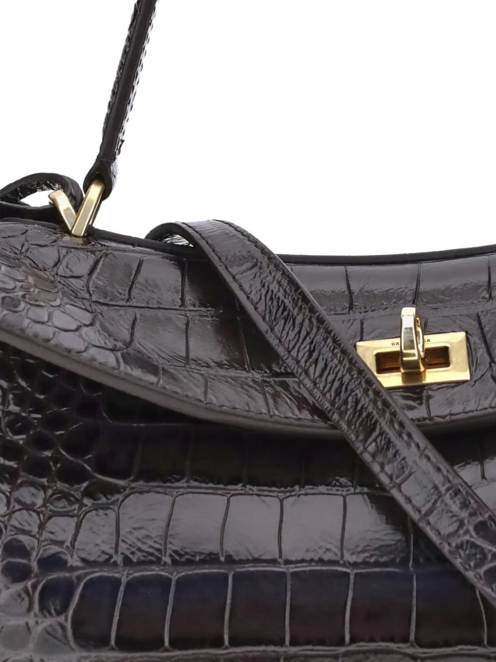 medium crocodile-effect shoulder bag