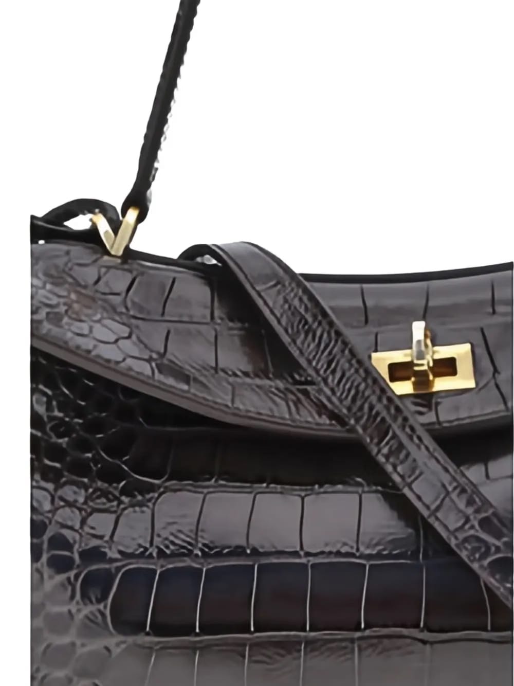 medium crocodile-effect shoulder bag