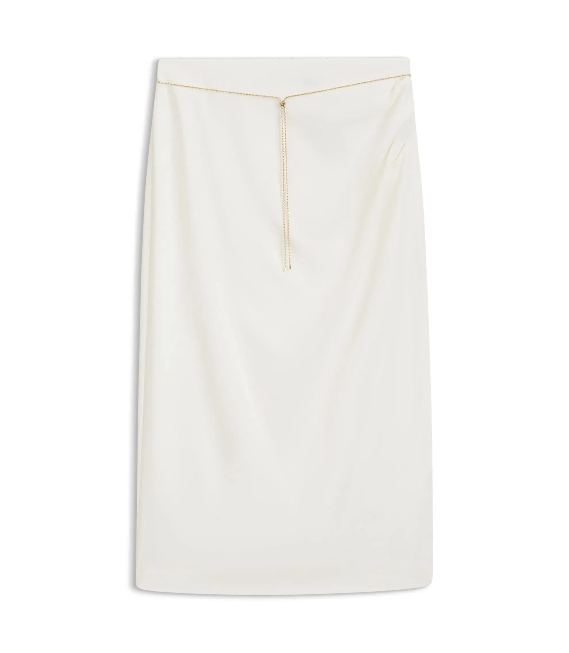 Hugo Pencil Skirt With Gold Tone Chain Belt White Women's