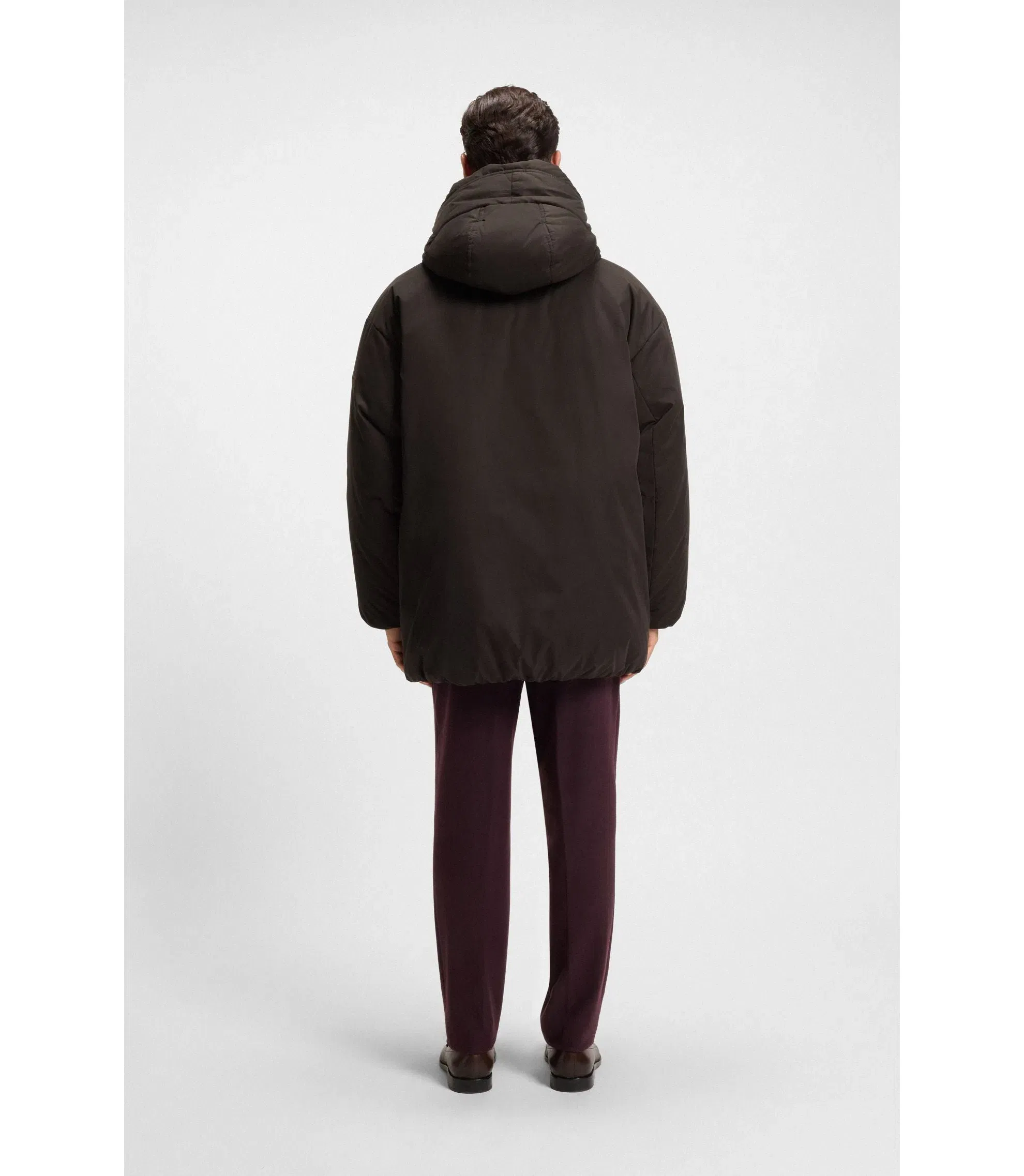 Boss Peached Microfibre Jacket With Water Repellent Finish Dark Brown