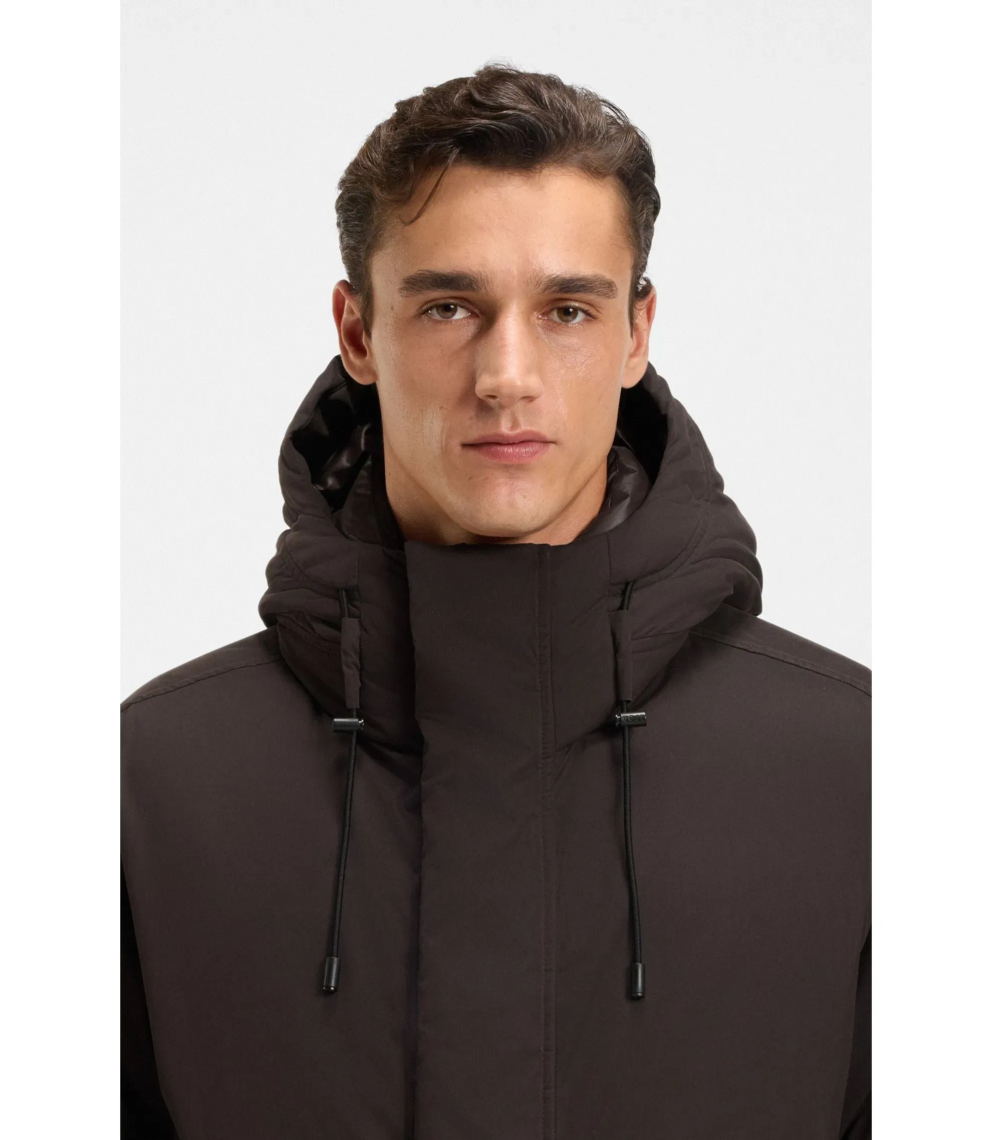 Boss Peached Microfibre Jacket With Water Repellent Finish Dark Brown