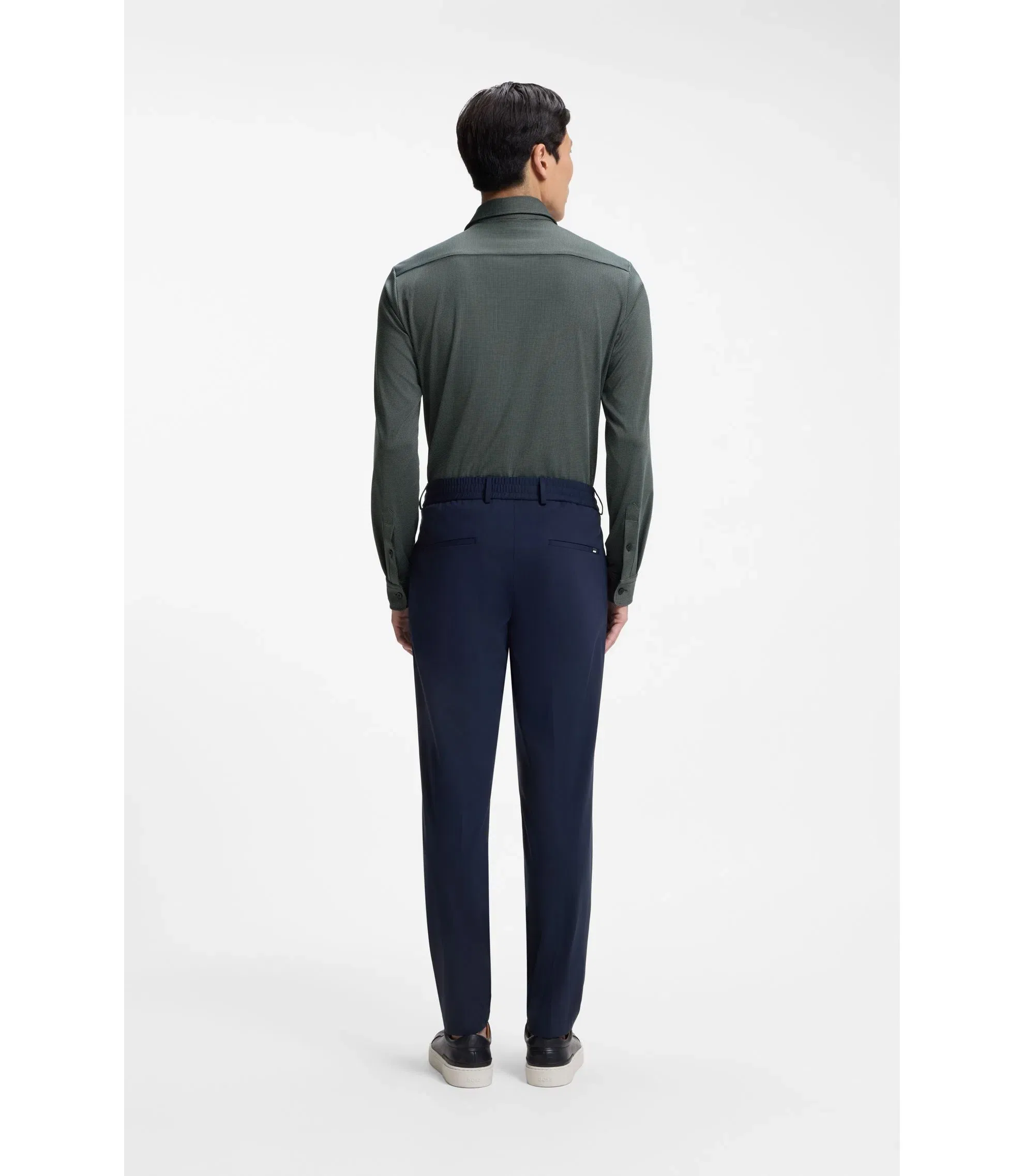 Boss Patterned Slim Fit Shirt In Performance Stretch Jersey Black