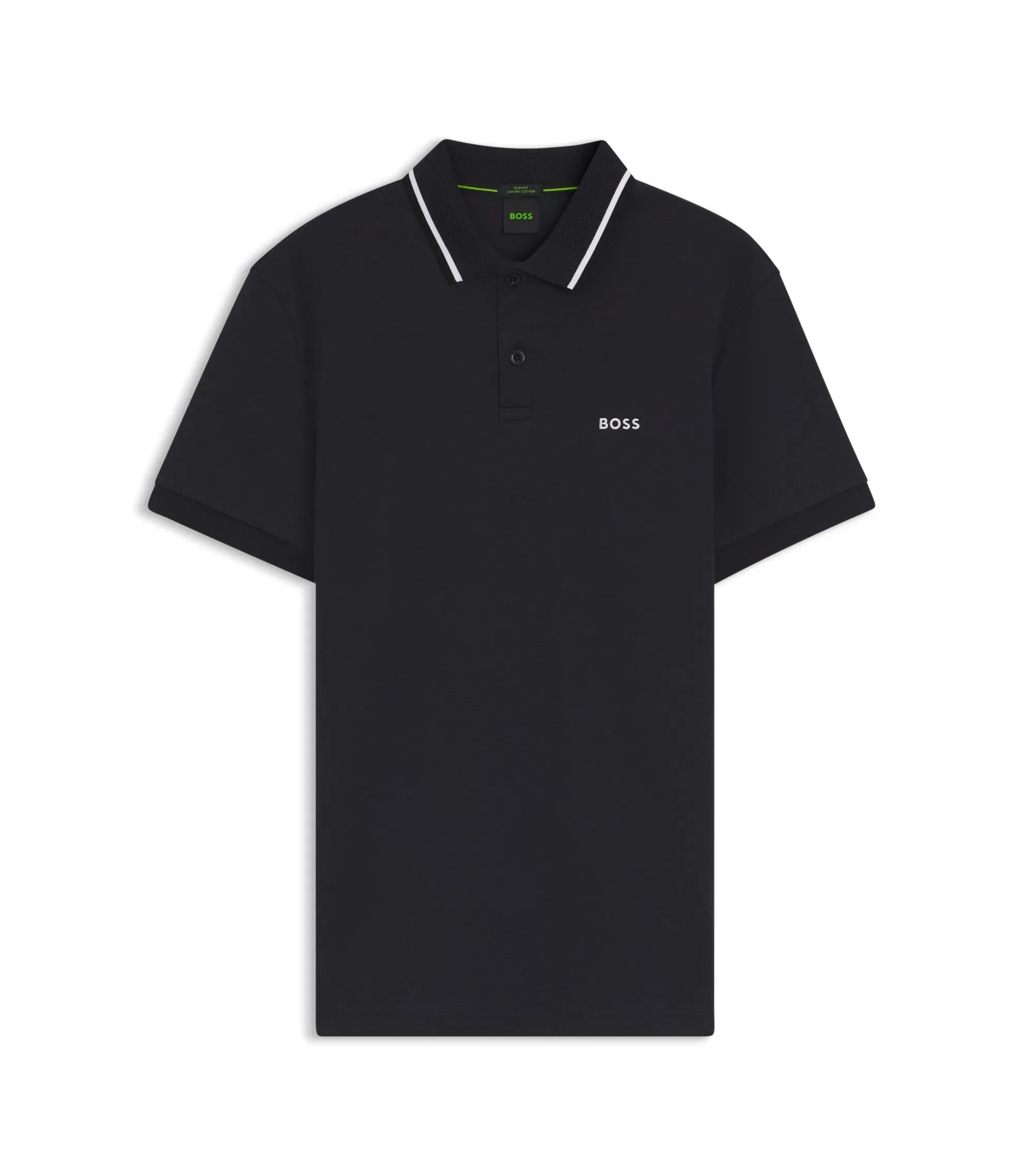 Boss Paddy Slim Fit Polo Shirt In Interlock Cotton Dark Blue