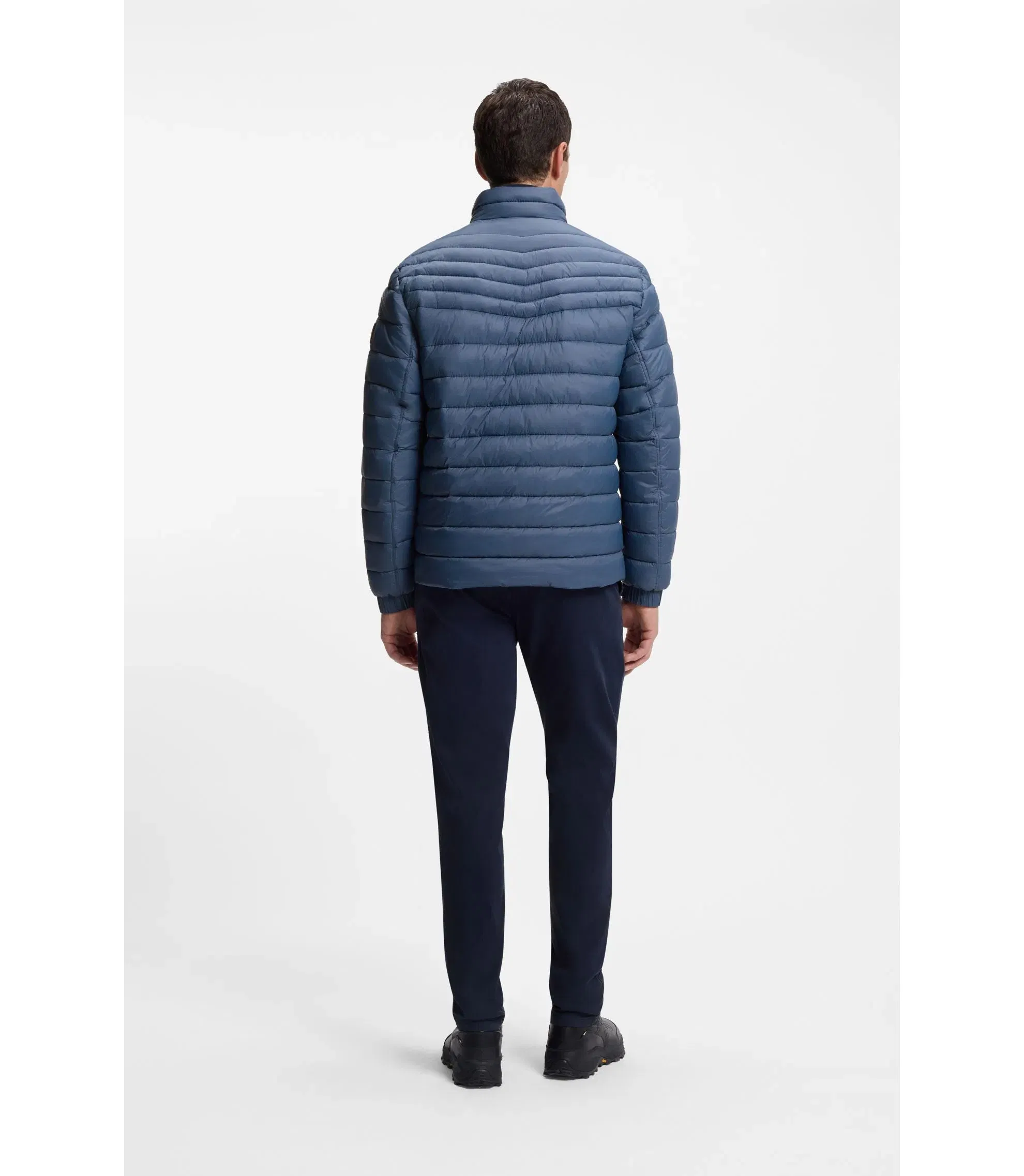 Boss Packable Water Repellent Padded Jacket With Logo Badge Light Blue