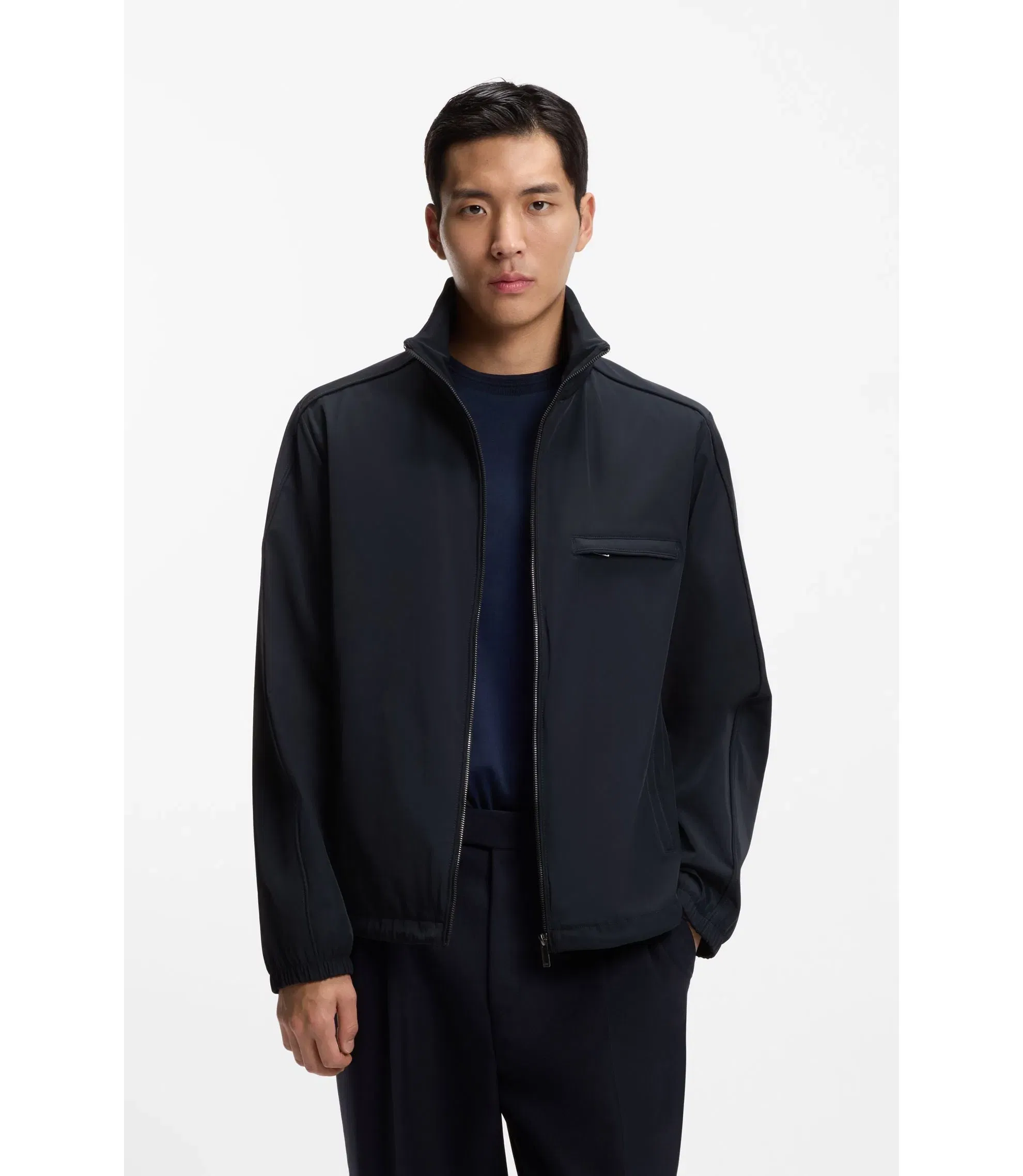 Boss Packable Hood Jacket With Water Repellent Finish Dark Blue