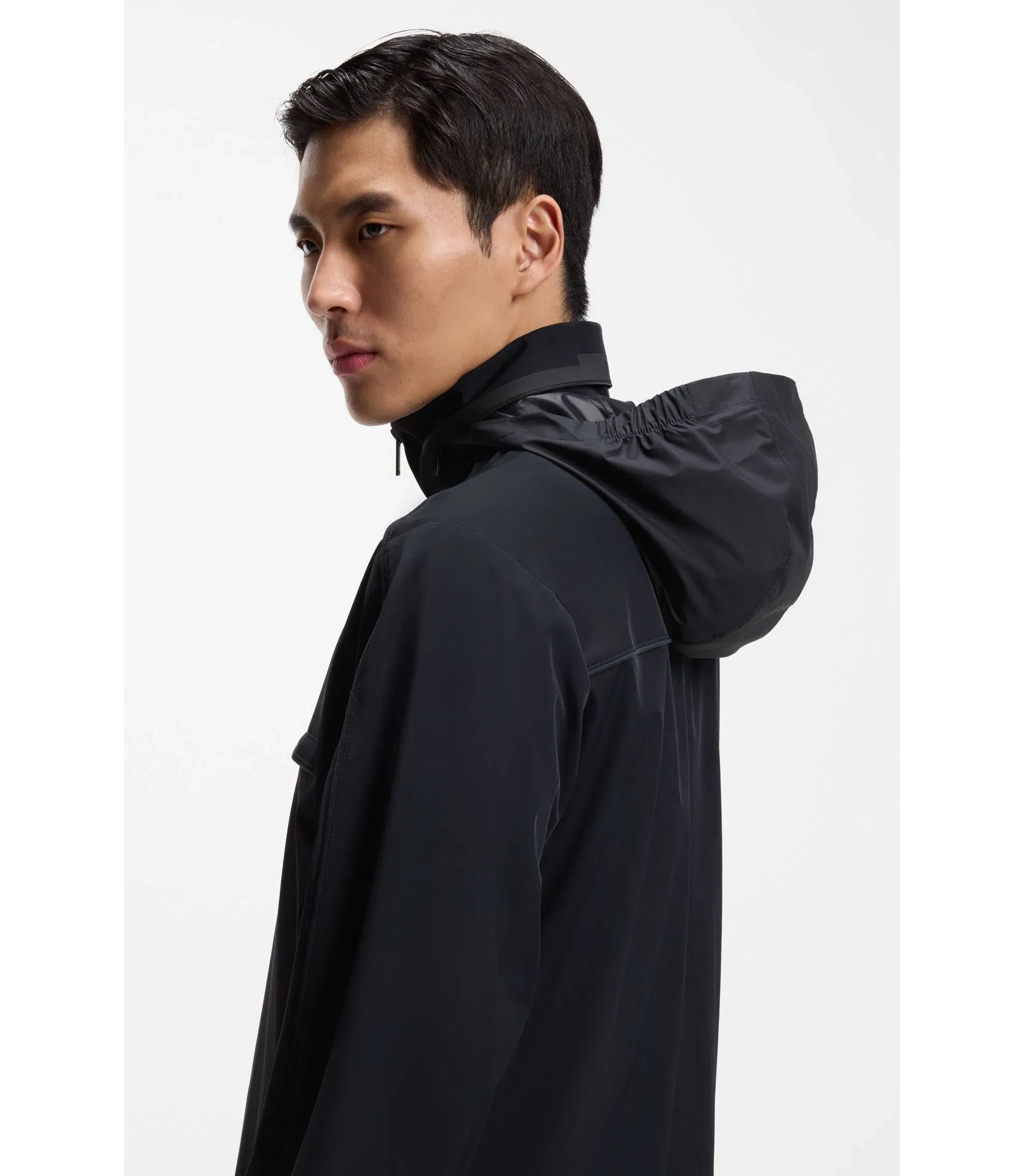 Boss Packable Hood Jacket With Water Repellent Finish Dark Blue