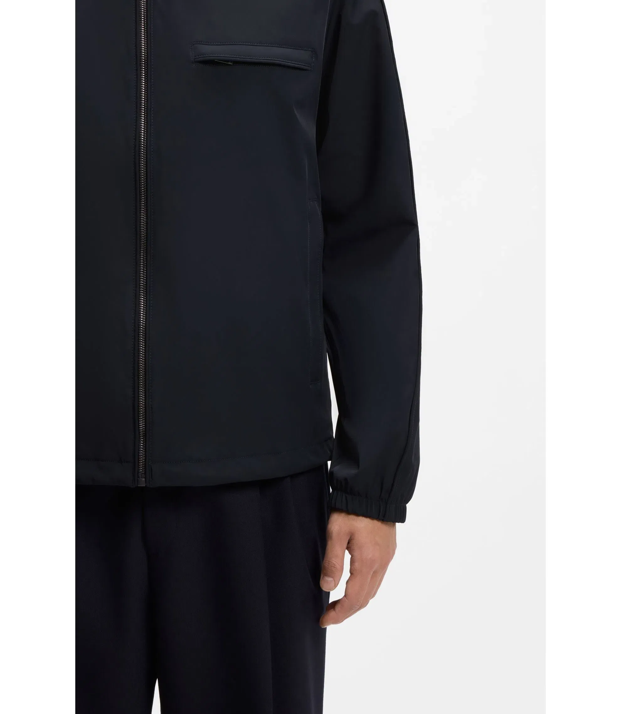 Boss Packable Hood Jacket With Water Repellent Finish Dark Blue