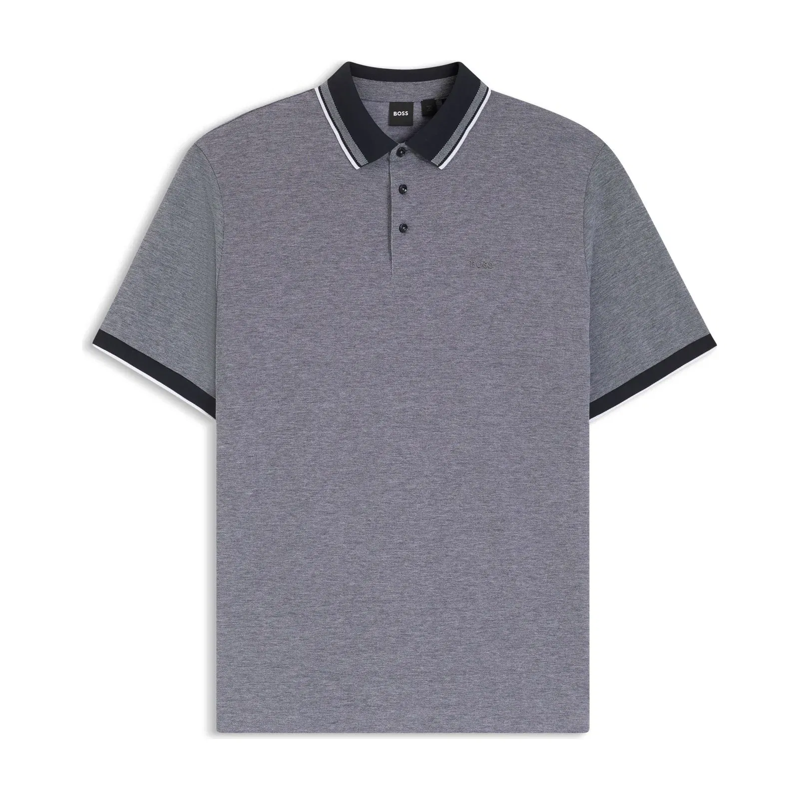 Boss Oxford Cotton Piqu Polo Shirt With Logo Detail Dark Blue