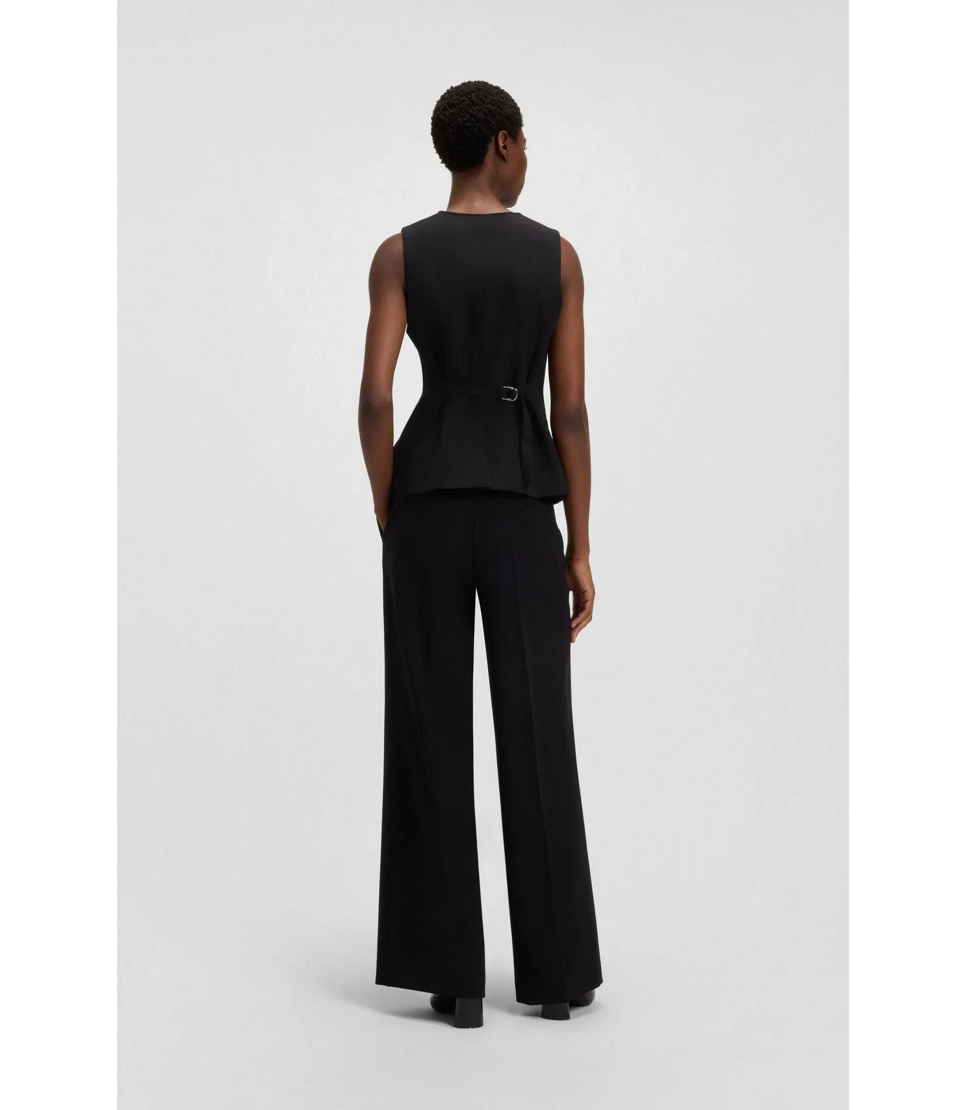 Boss Oversized Fit Waistcoat In Stretch Crepe Black Women's