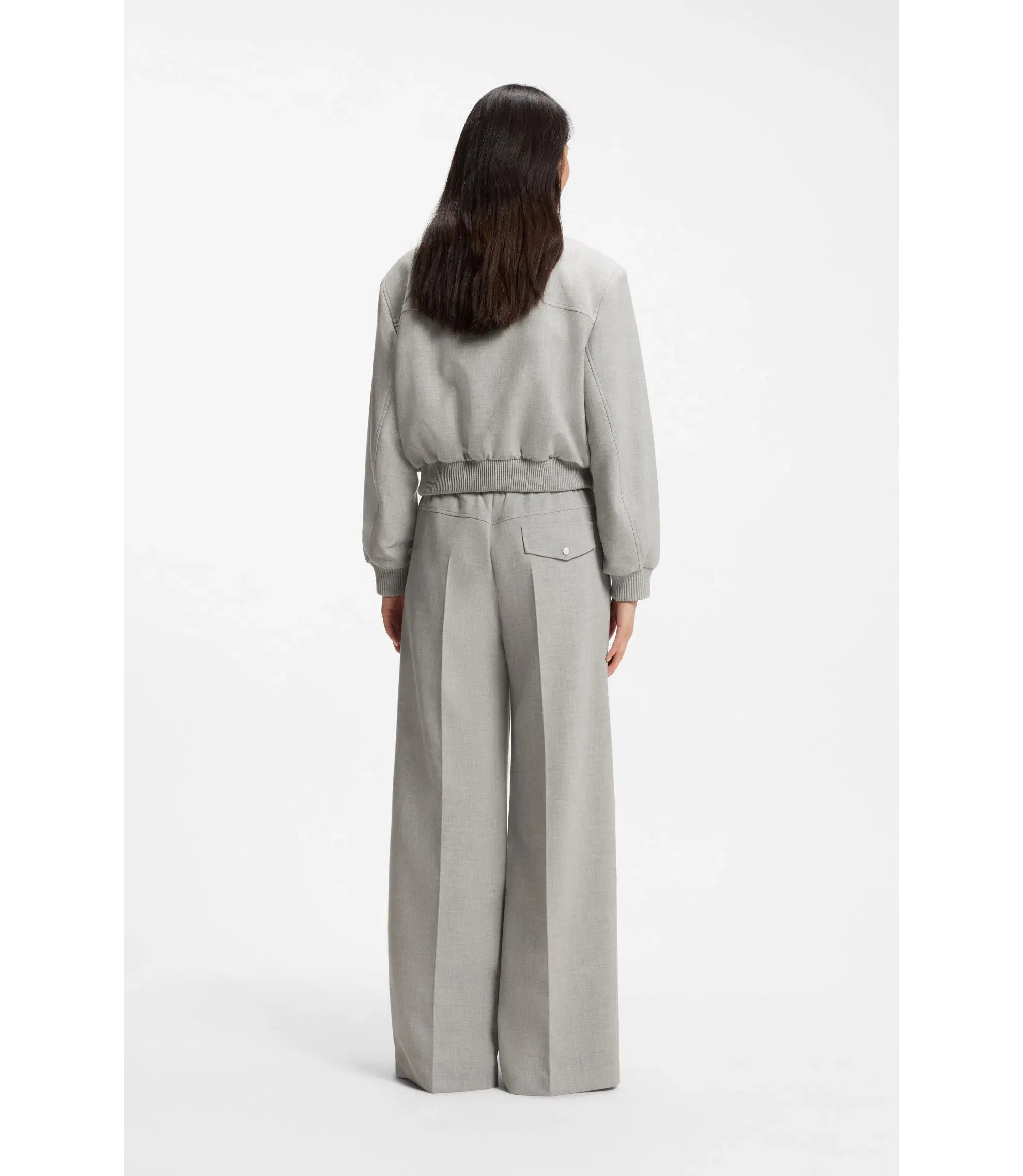 Boss Oversized Fit Trousers In Stretch Twill Patterned Women's