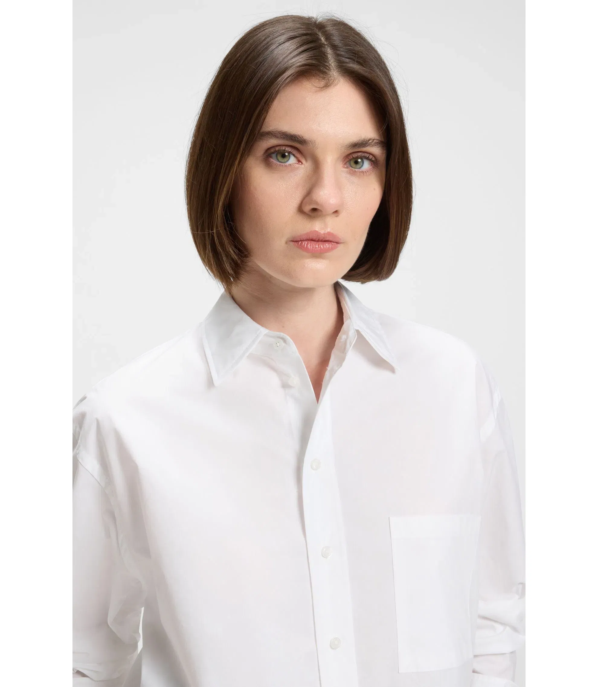 Boss Oversized Fit Blouse In Cotton White Women's