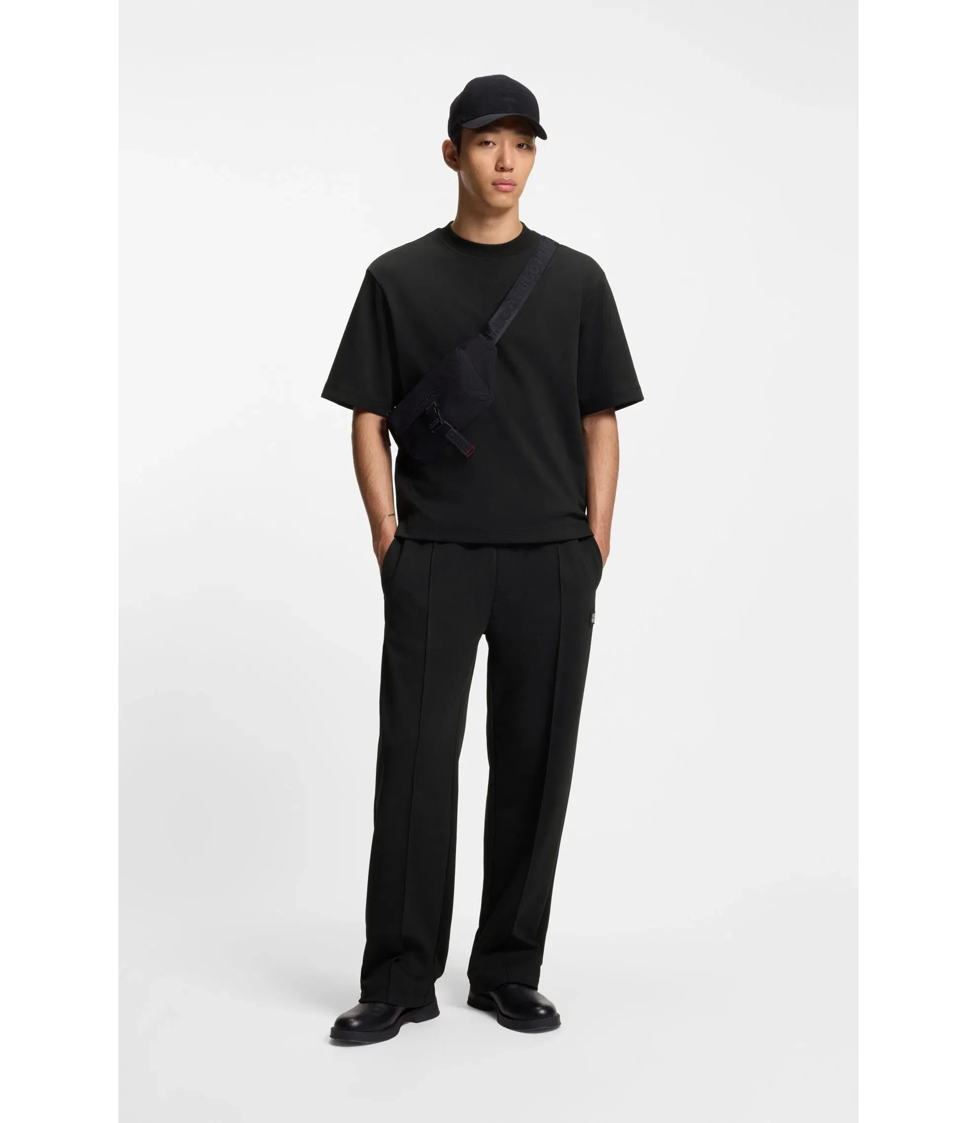 Hugo Overlock Stitch T-Shirt In A Relaxed Fit Black
