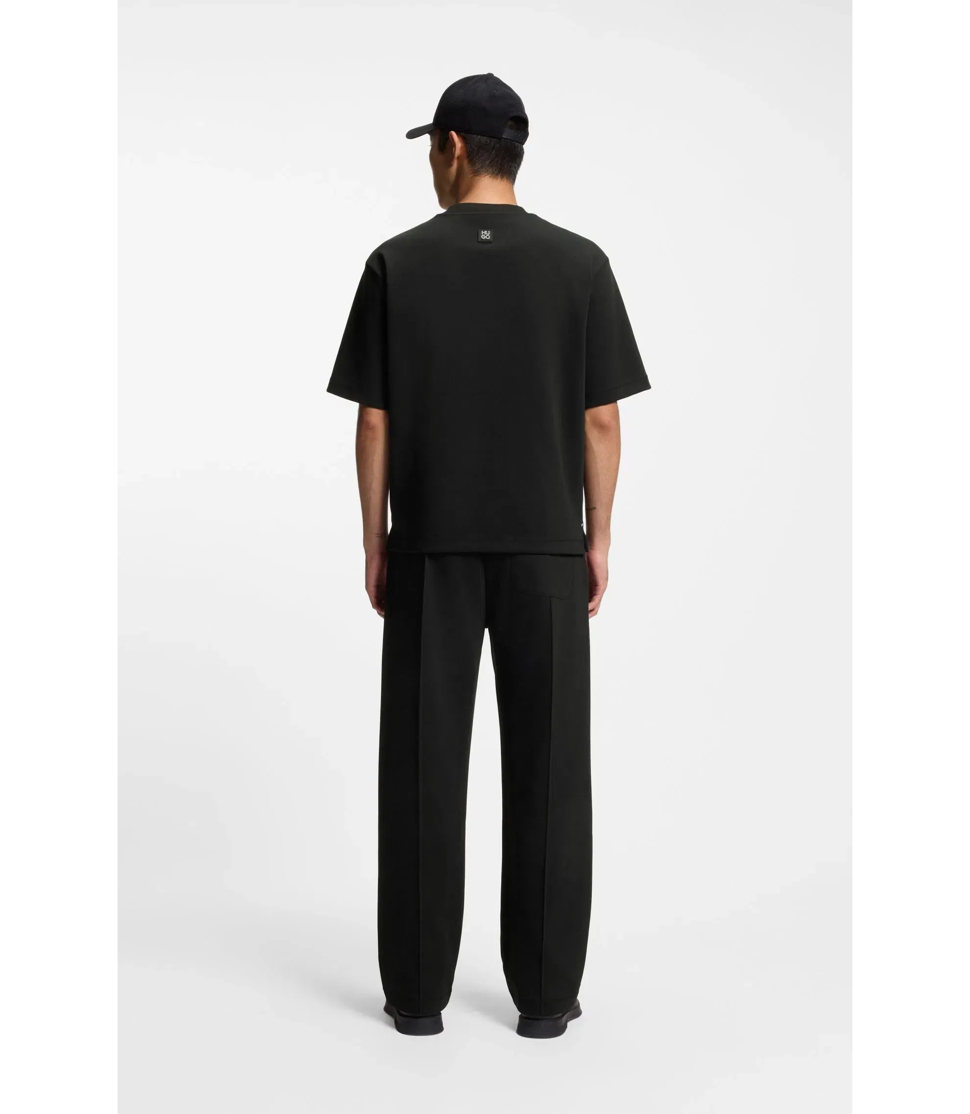 Hugo Overlock Stitch T-Shirt In A Relaxed Fit Black