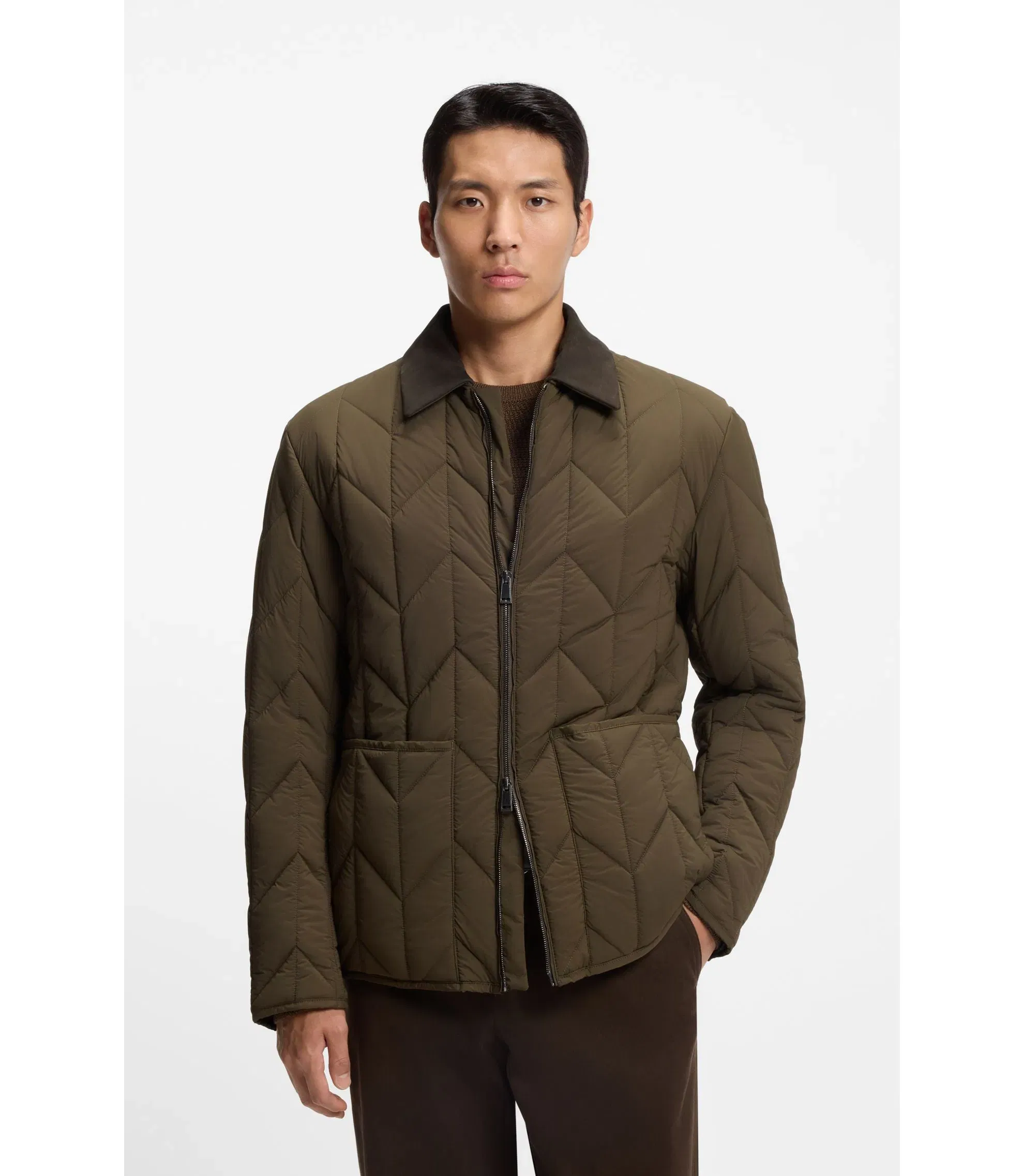 Boss Nubuck Trim Jacket With Water Repellent Finish Light Green