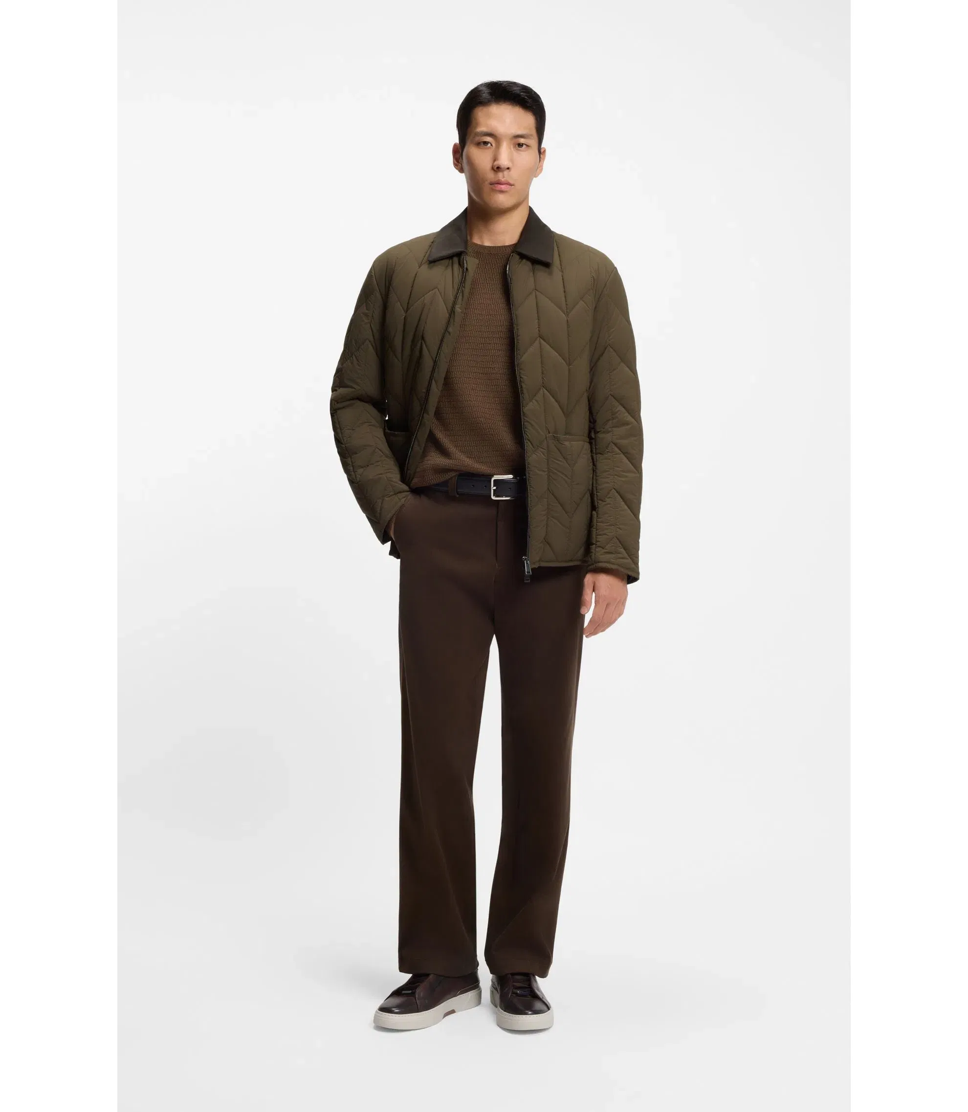 Boss Nubuck Trim Jacket With Water Repellent Finish Light Green