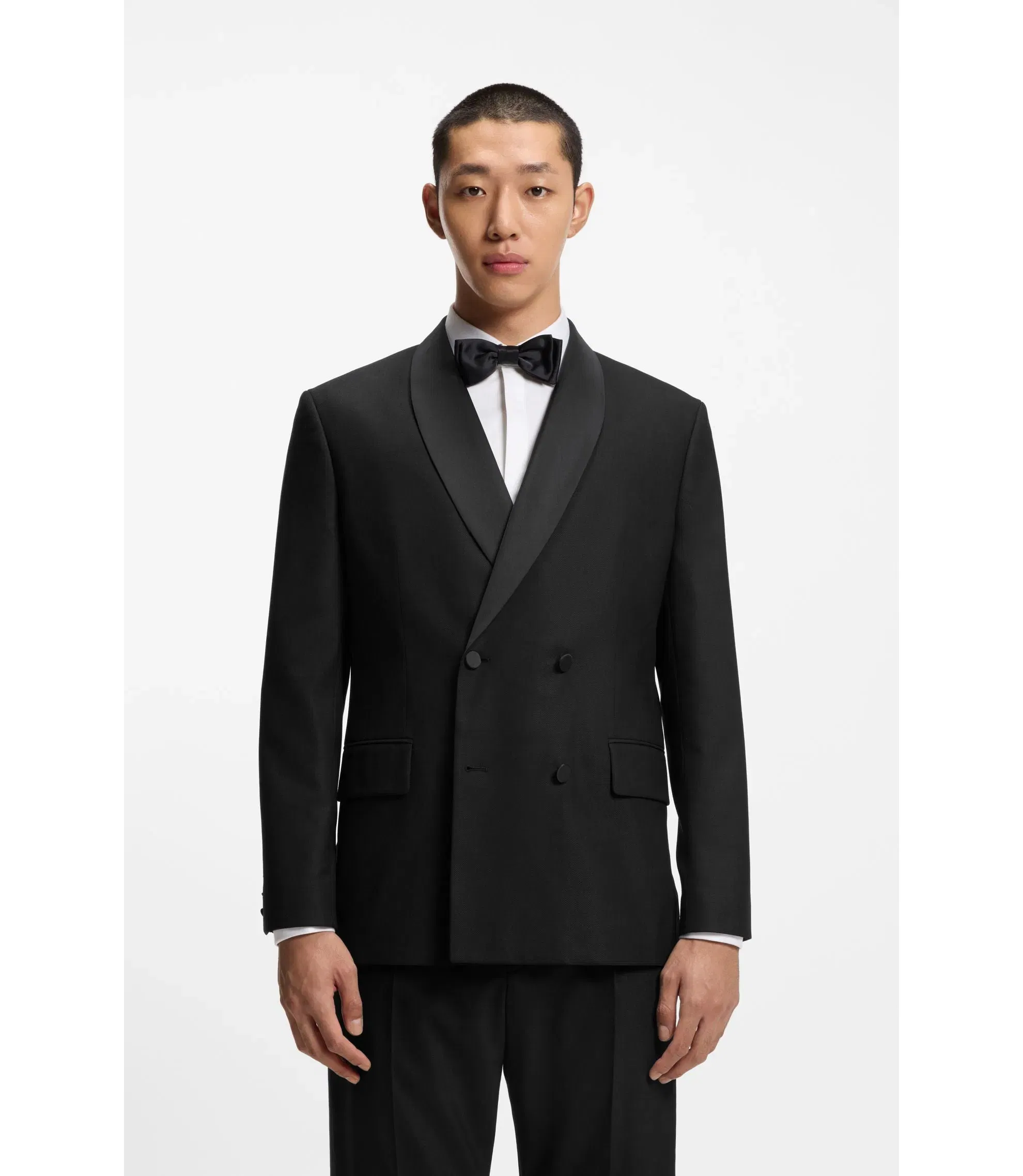 Hugo Modern Fit Tuxedo Jacket With Shawl Lapels Black