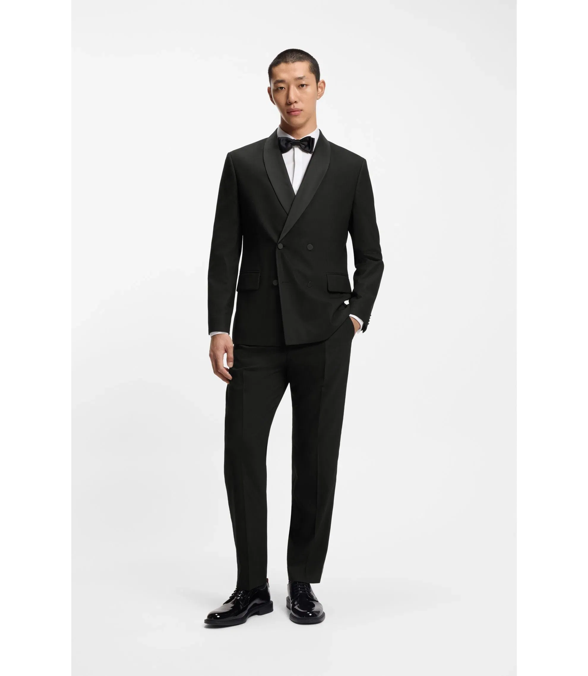 Hugo Modern Fit Tuxedo Jacket With Shawl Lapels Black