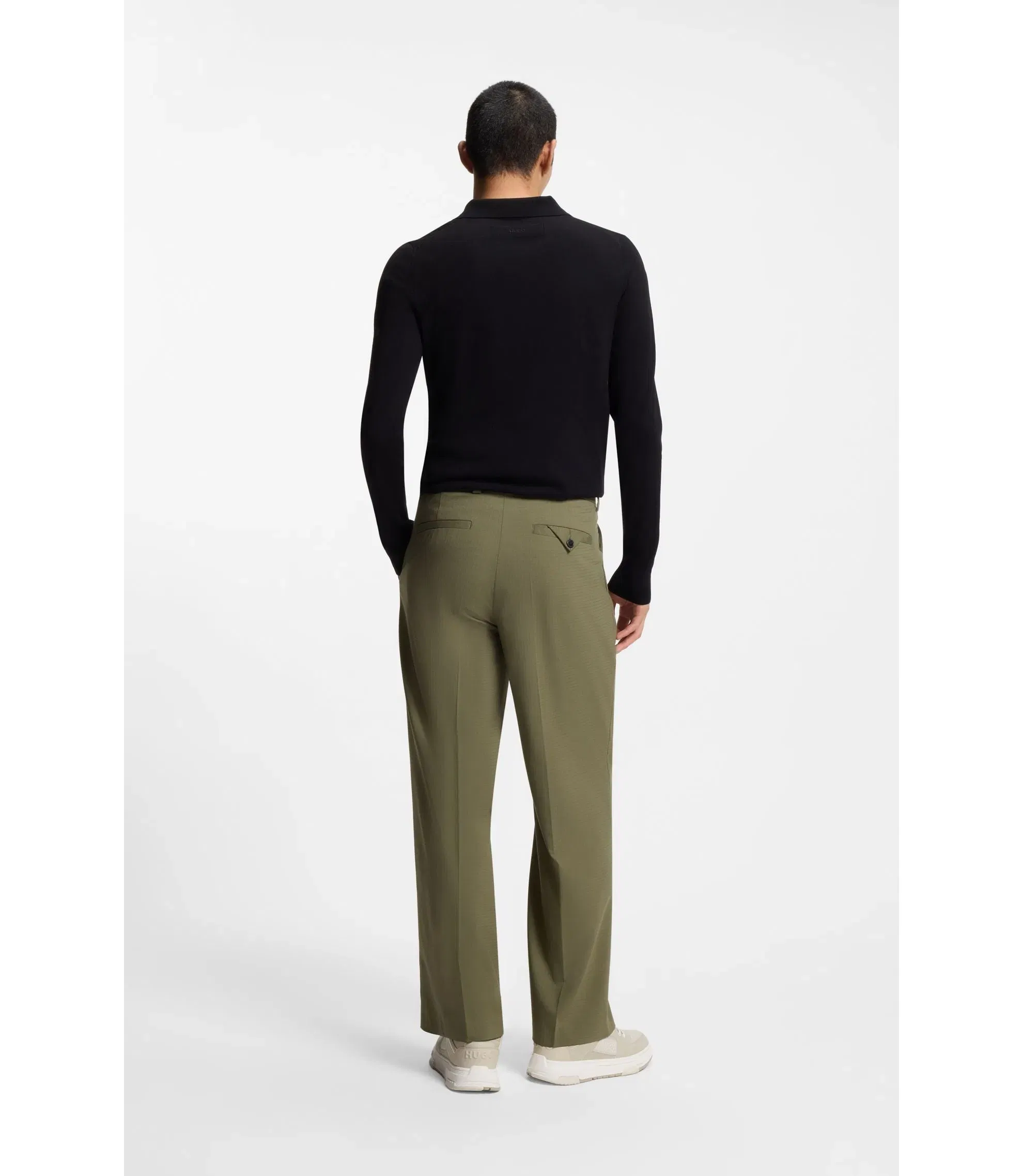 Hugo Modern Fit Trousers In Stretch Ripstop Light Green