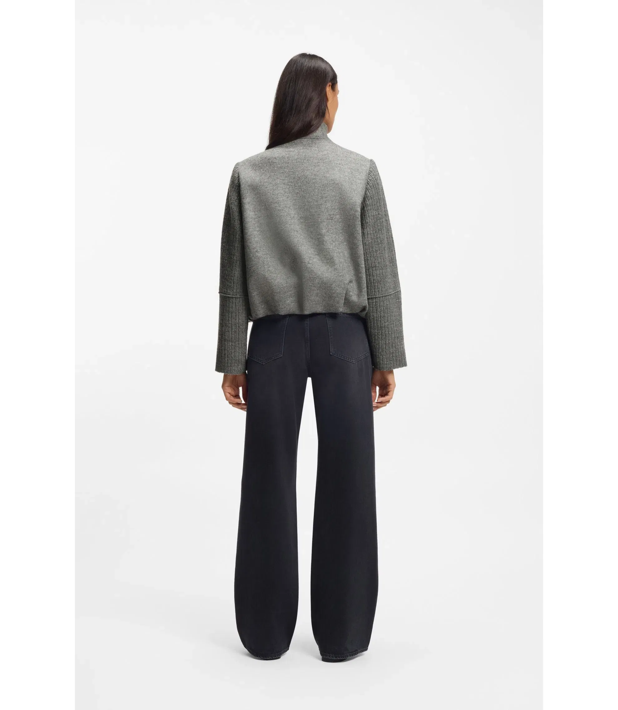 Boss Modern Fit Blazer In Boiled Virgin Wool Grey Women's