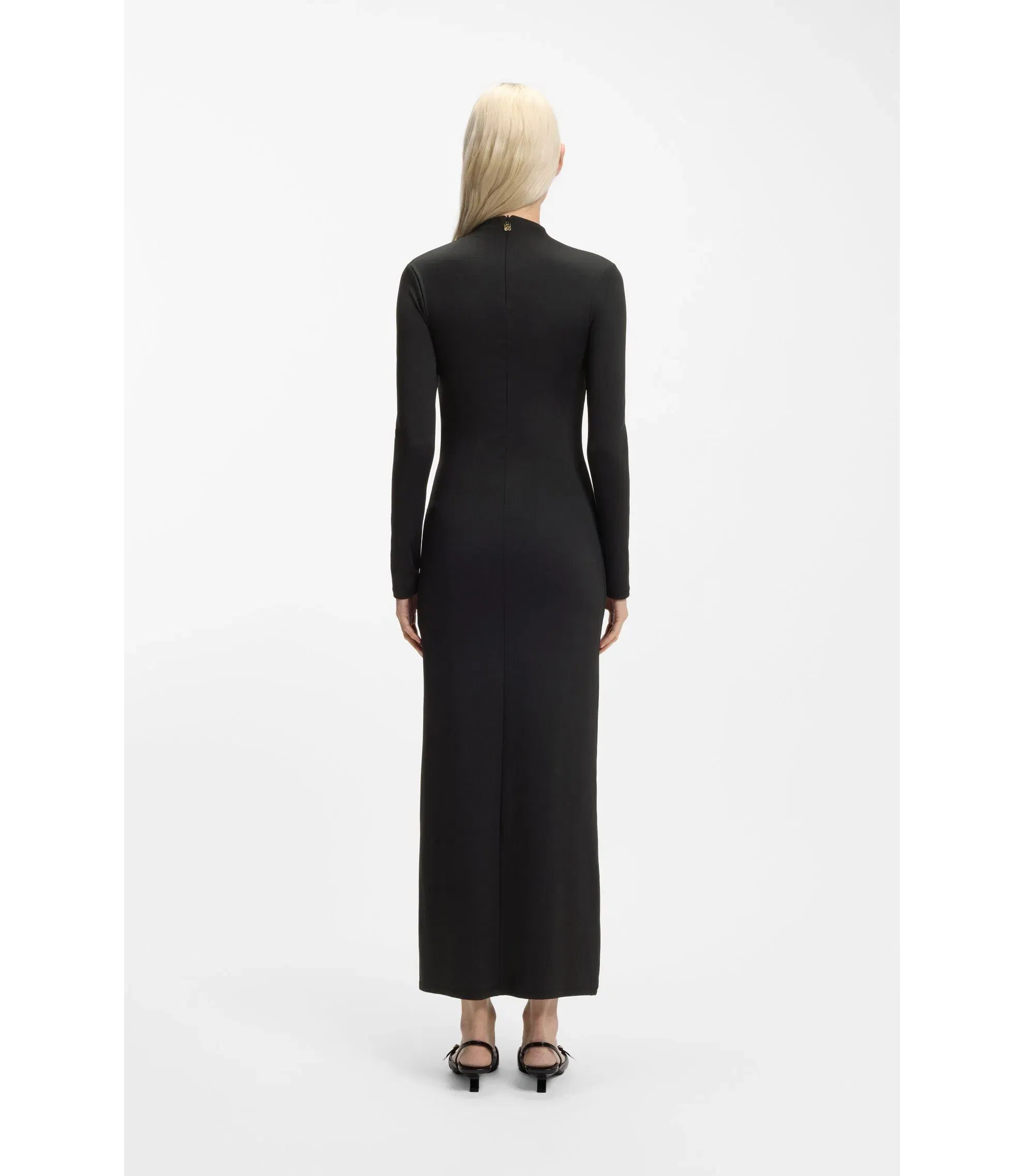 Hugo Mock Neck Dress In Stretch Jersey Black Women's
