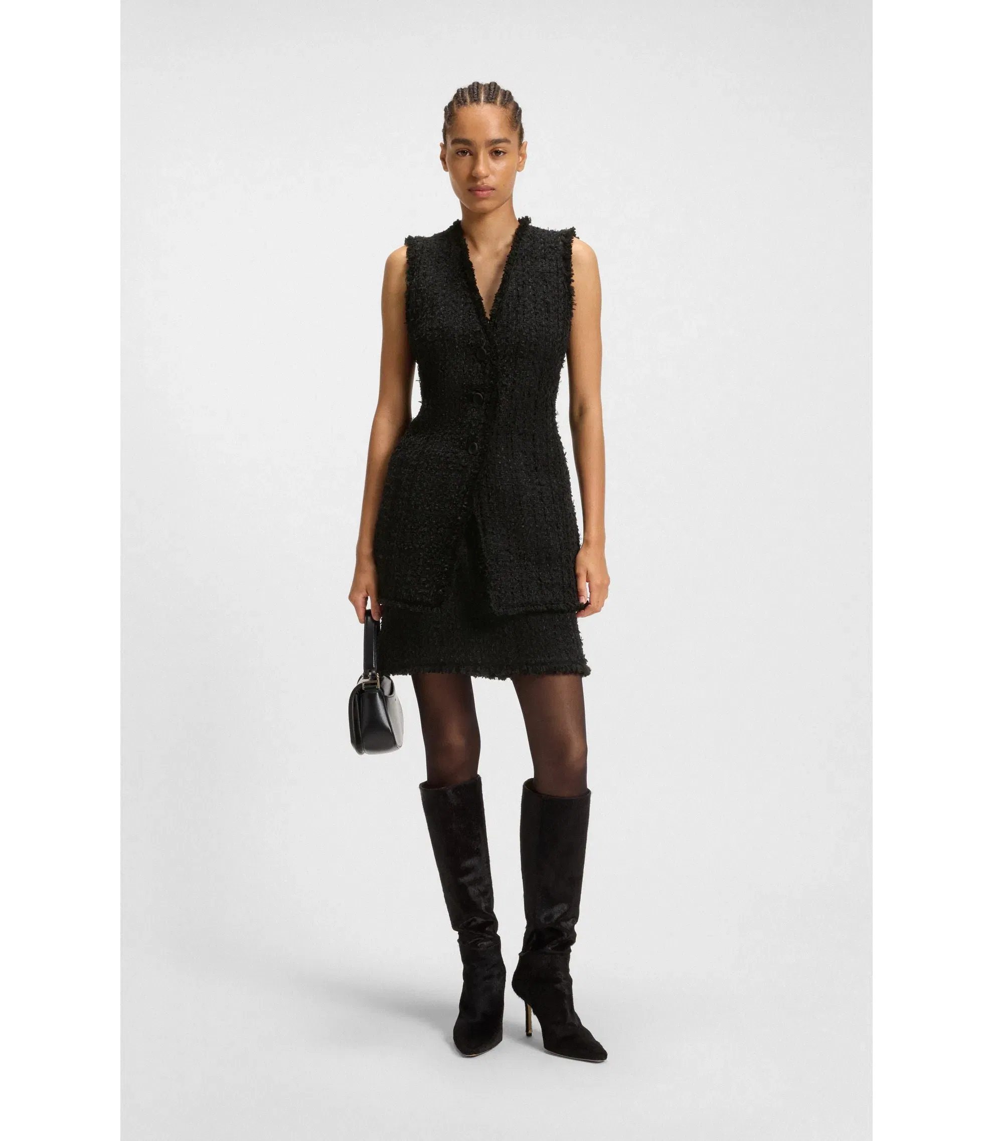 Boss Mini Skirt In Velvet Tweed Patterned Women's