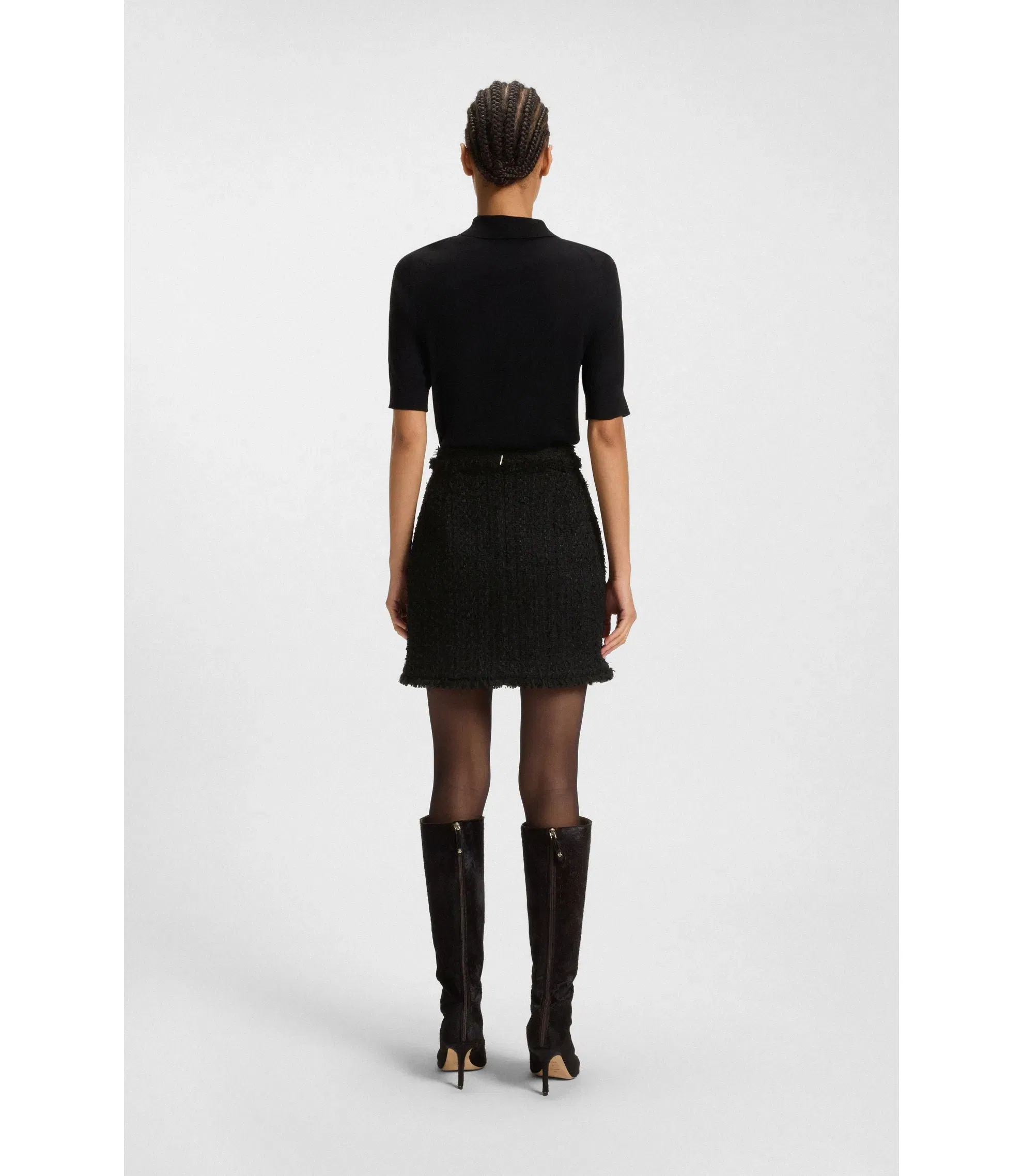 Boss Mini Skirt In Velvet Tweed Patterned Women's