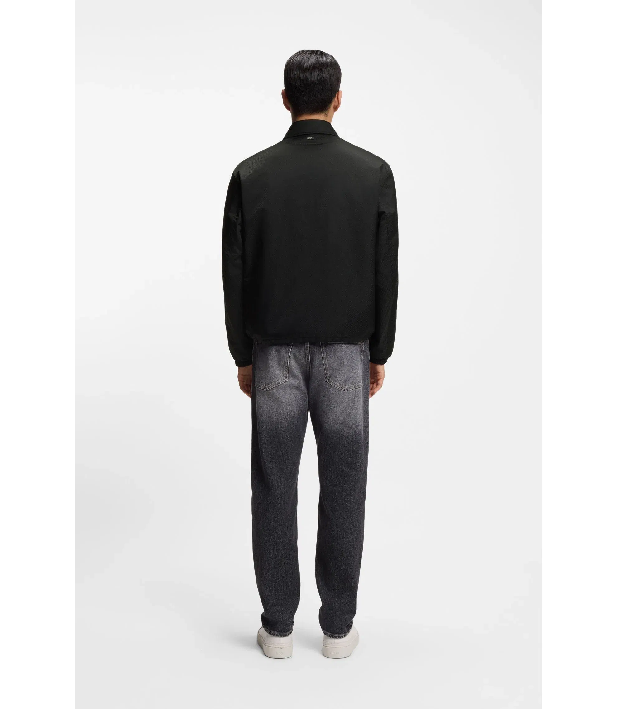 Boss Micro Monogram Jacket With Water Repellent Finish Black