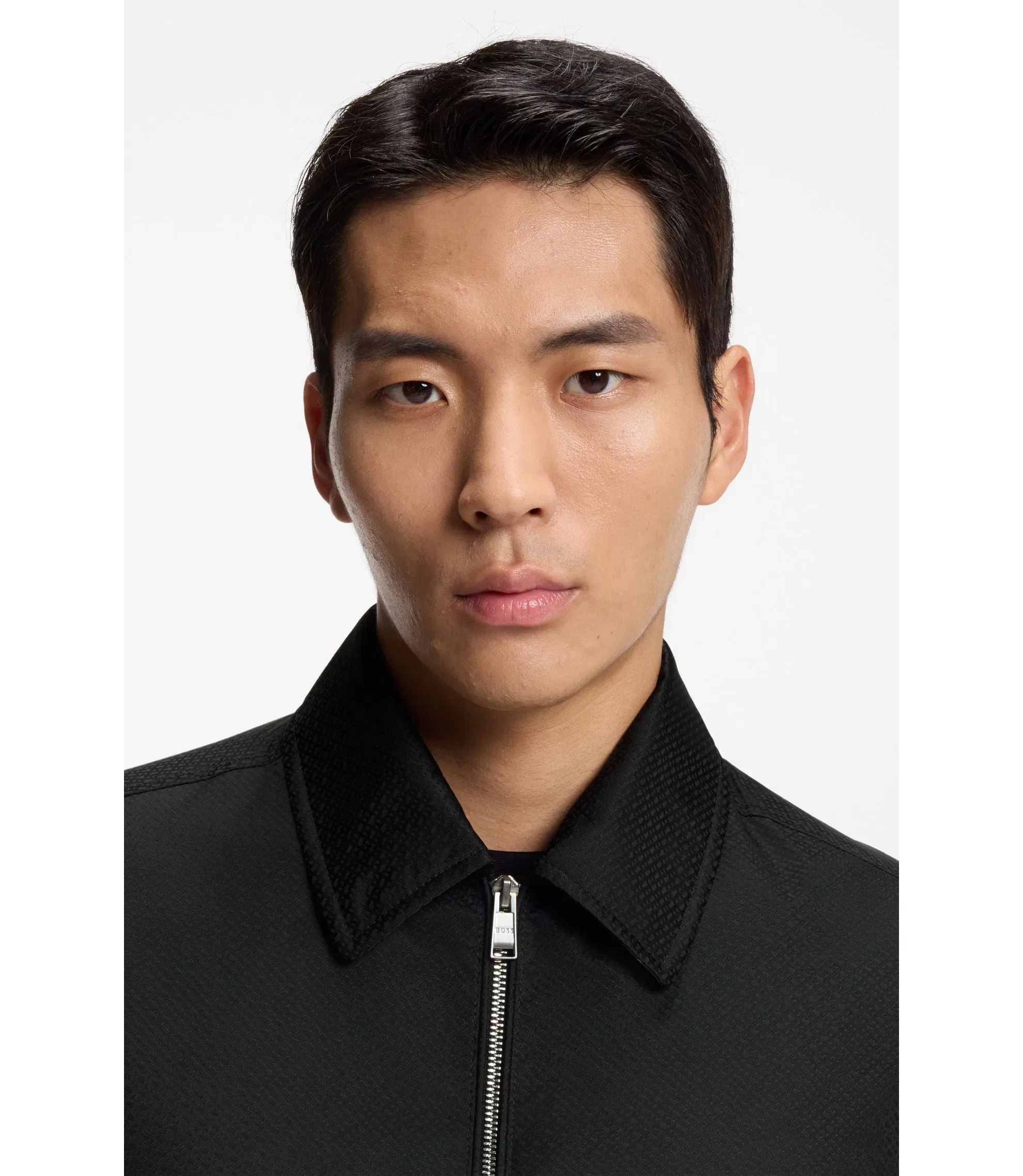 Boss Micro Monogram Jacket With Water Repellent Finish Black
