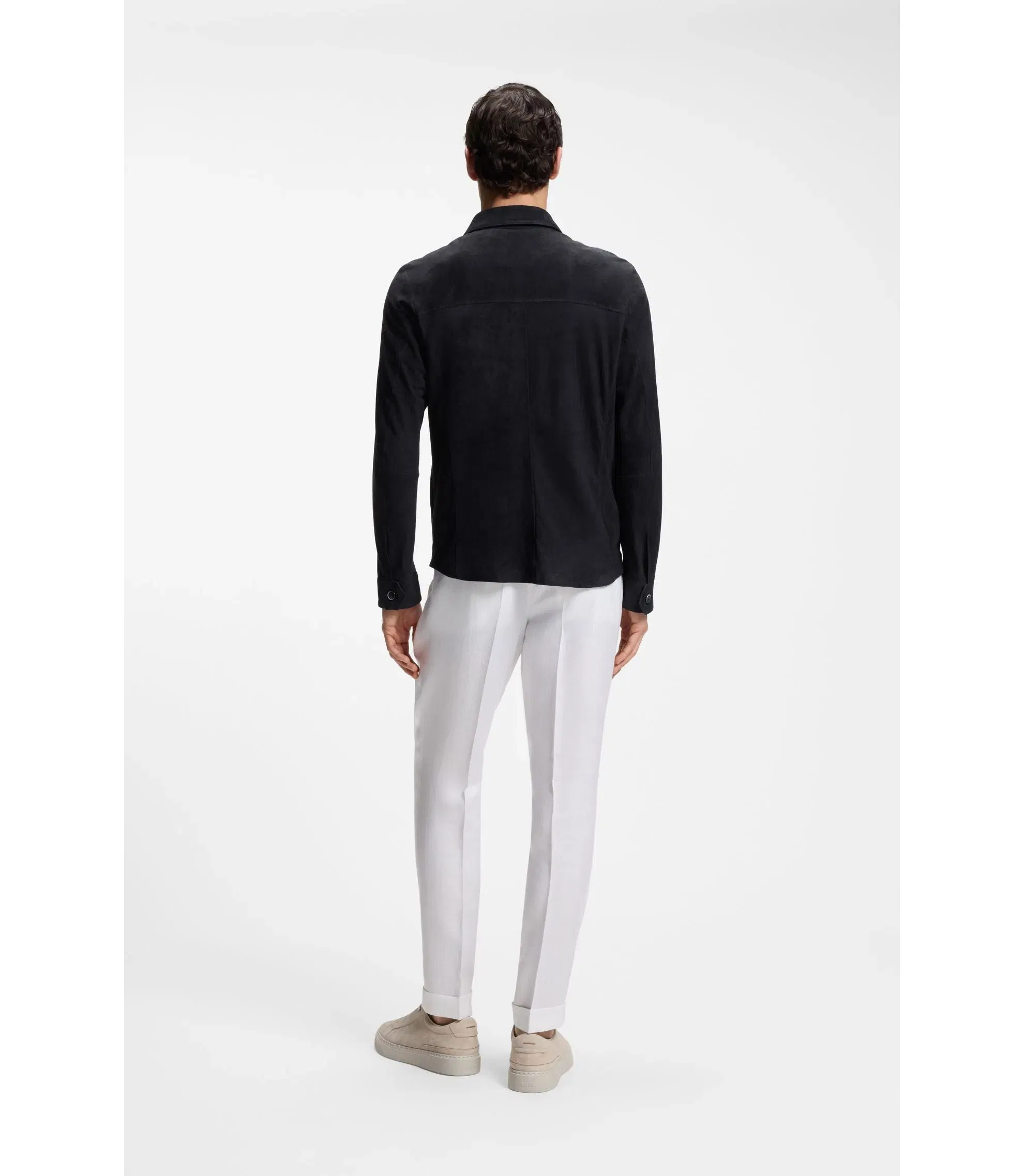 Boss Metis Suede Shirt With Nappalan Inner Dark Blue