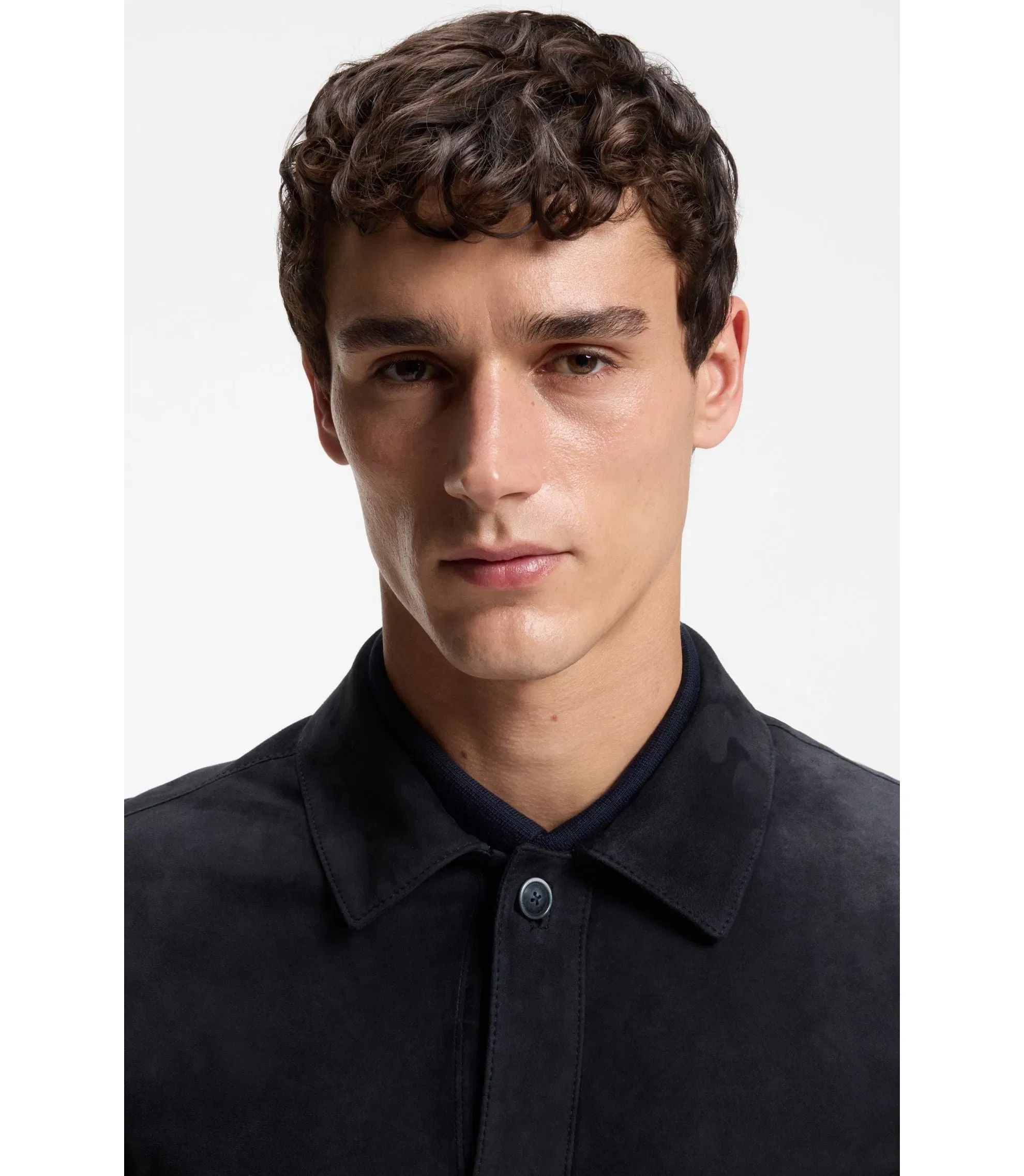 Boss Metis Suede Shirt With Nappalan Inner Dark Blue