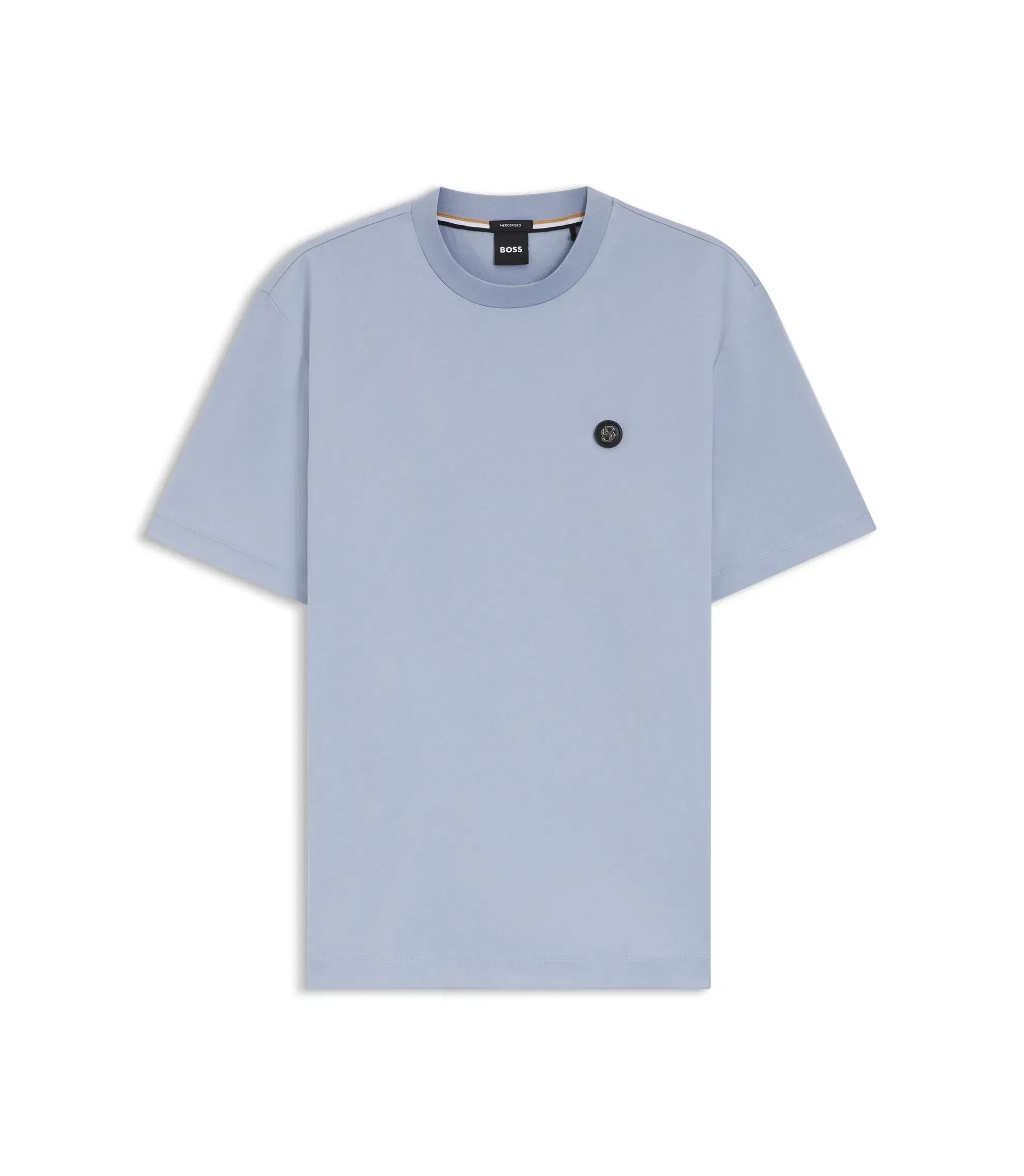 Boss Mercerized Cotton T-Shirt With Double B Monogram Light Purple