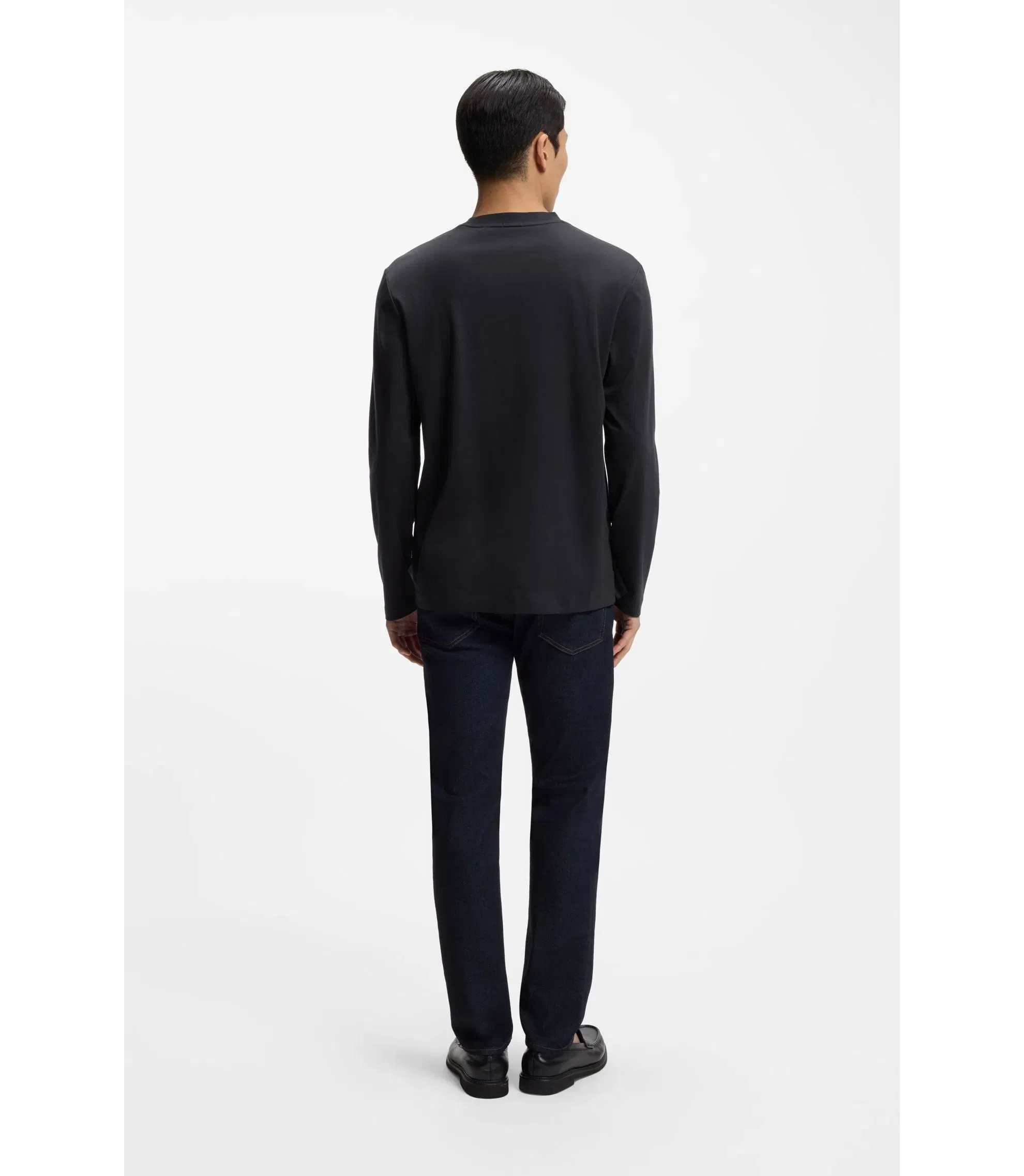 Boss Mercerised Cotton T-Shirt With Double B Monogram Dark Blue