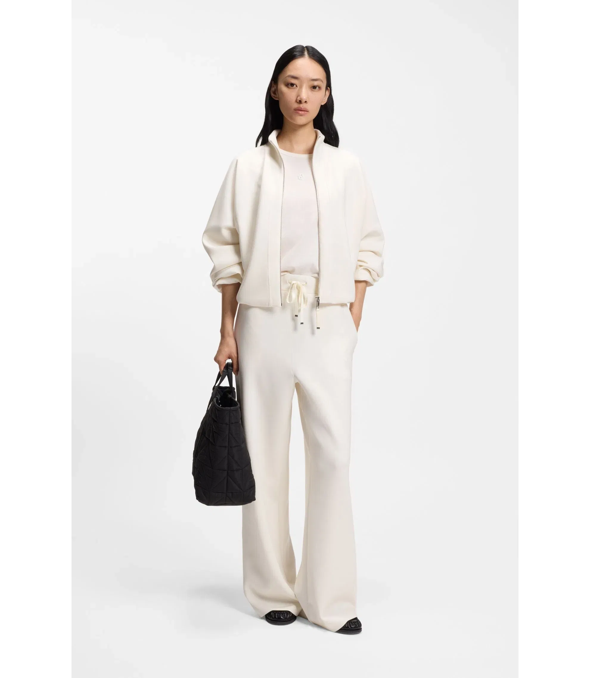 Boss Mercerised Cotton T-Shirt In A Regular Fit White Women's