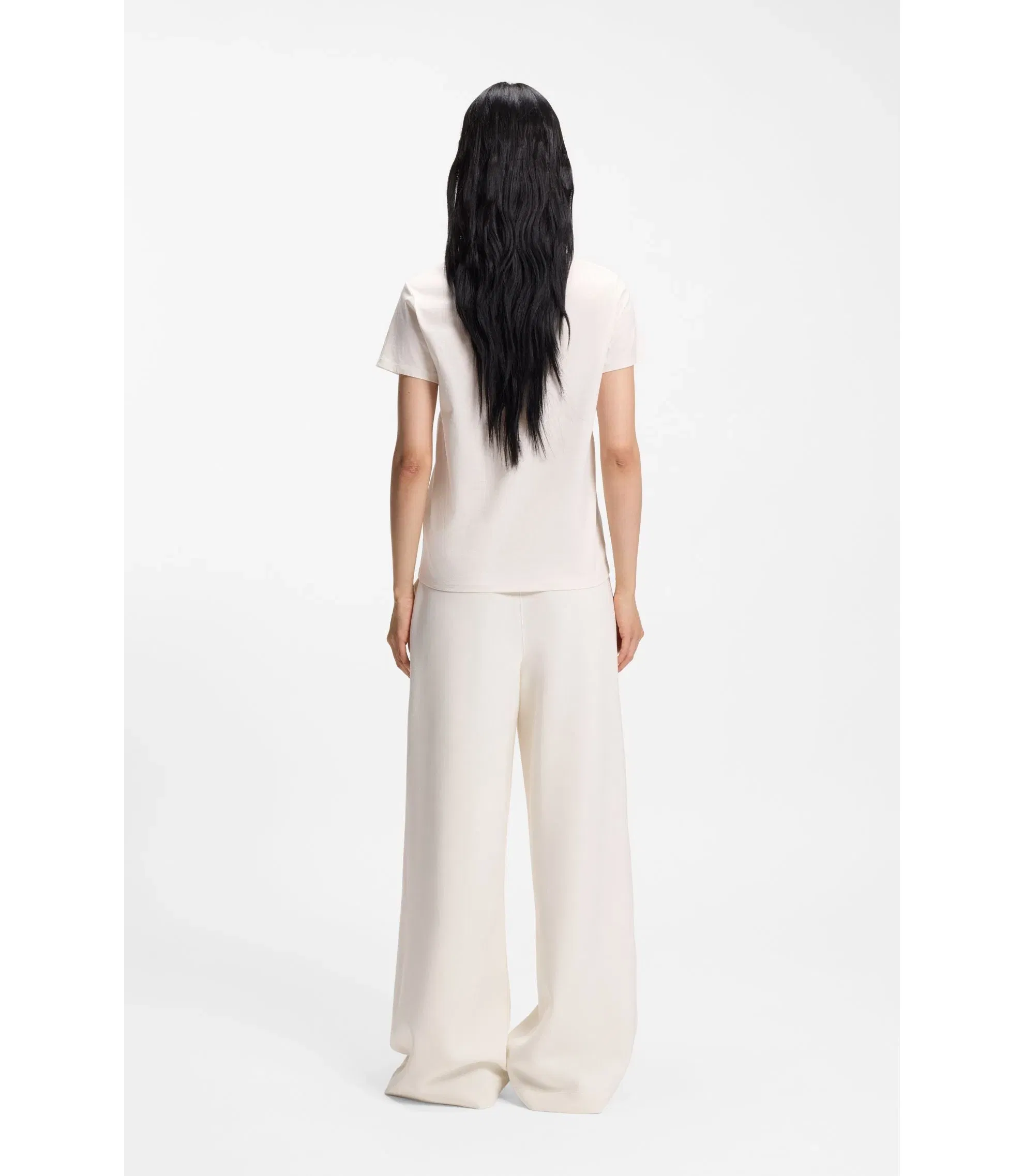 Boss Mercerised Cotton T-Shirt In A Regular Fit White Women's