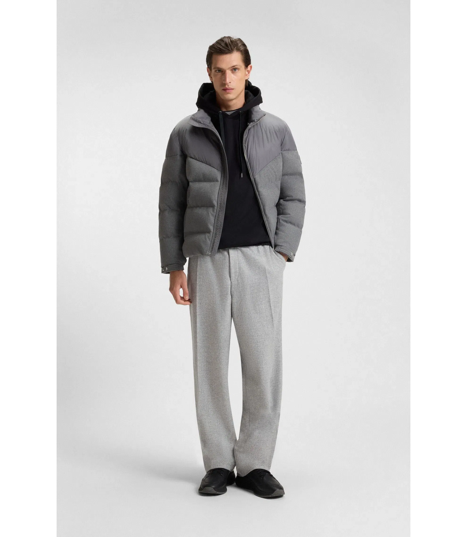 Boss Mercerised Cotton Hoodie In A Relaxed Fit Black