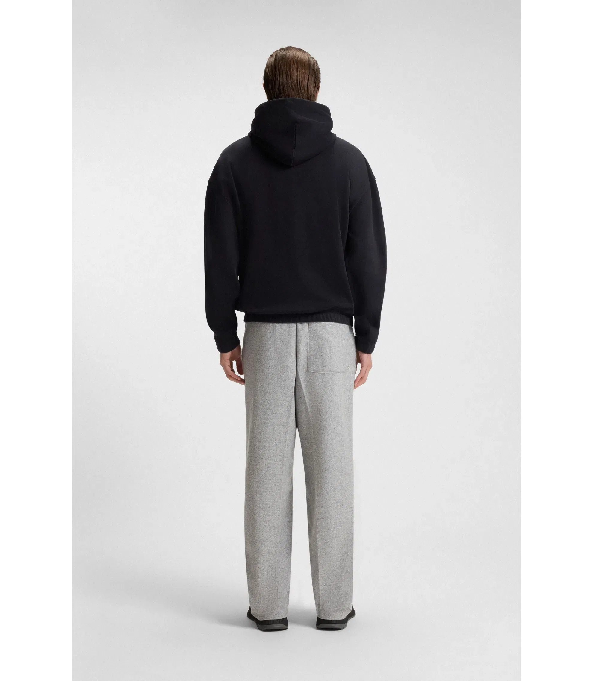 Boss Mercerised Cotton Hoodie In A Relaxed Fit Black