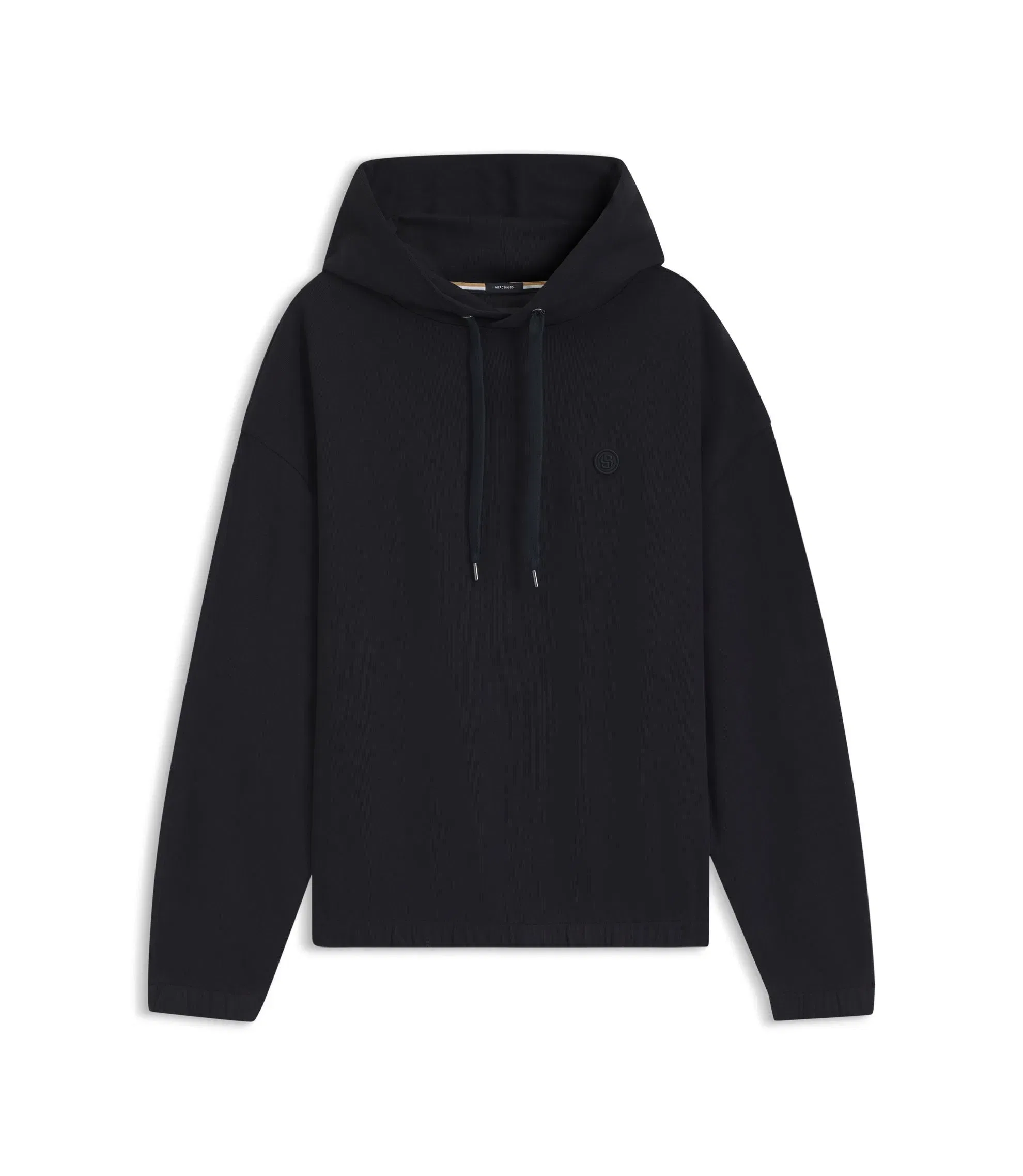 Boss Mercerised Cotton Hoodie In A Relaxed Fit Black