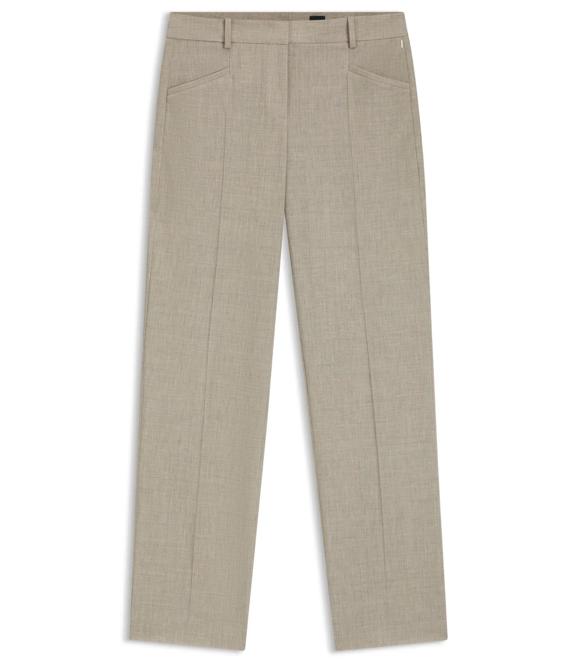 Boss Melange Relaxed Fit Trousers In Virgin Wool Light Beige Women's