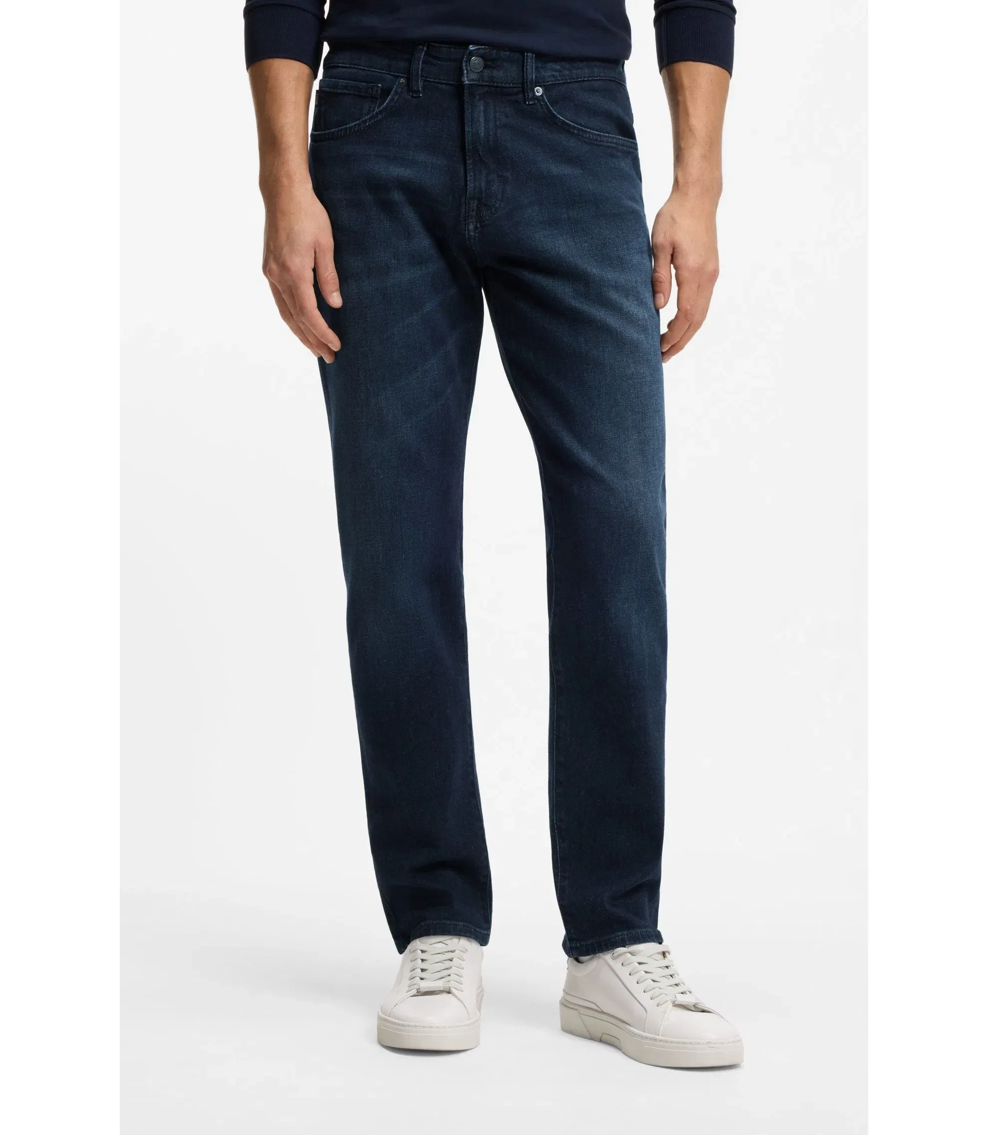 Boss Maine Regular Fit Jeans In Blue Comfort Stretch Denim Dark Blue