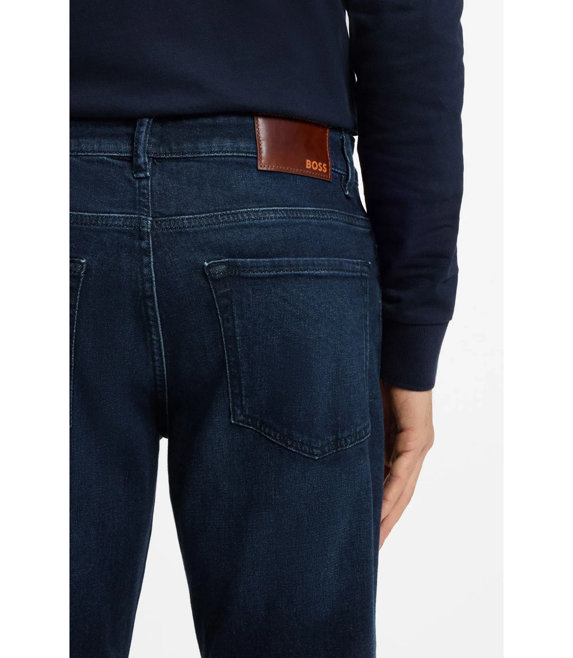Boss Maine Regular Fit Jeans In Blue Comfort Stretch Denim Dark Blue