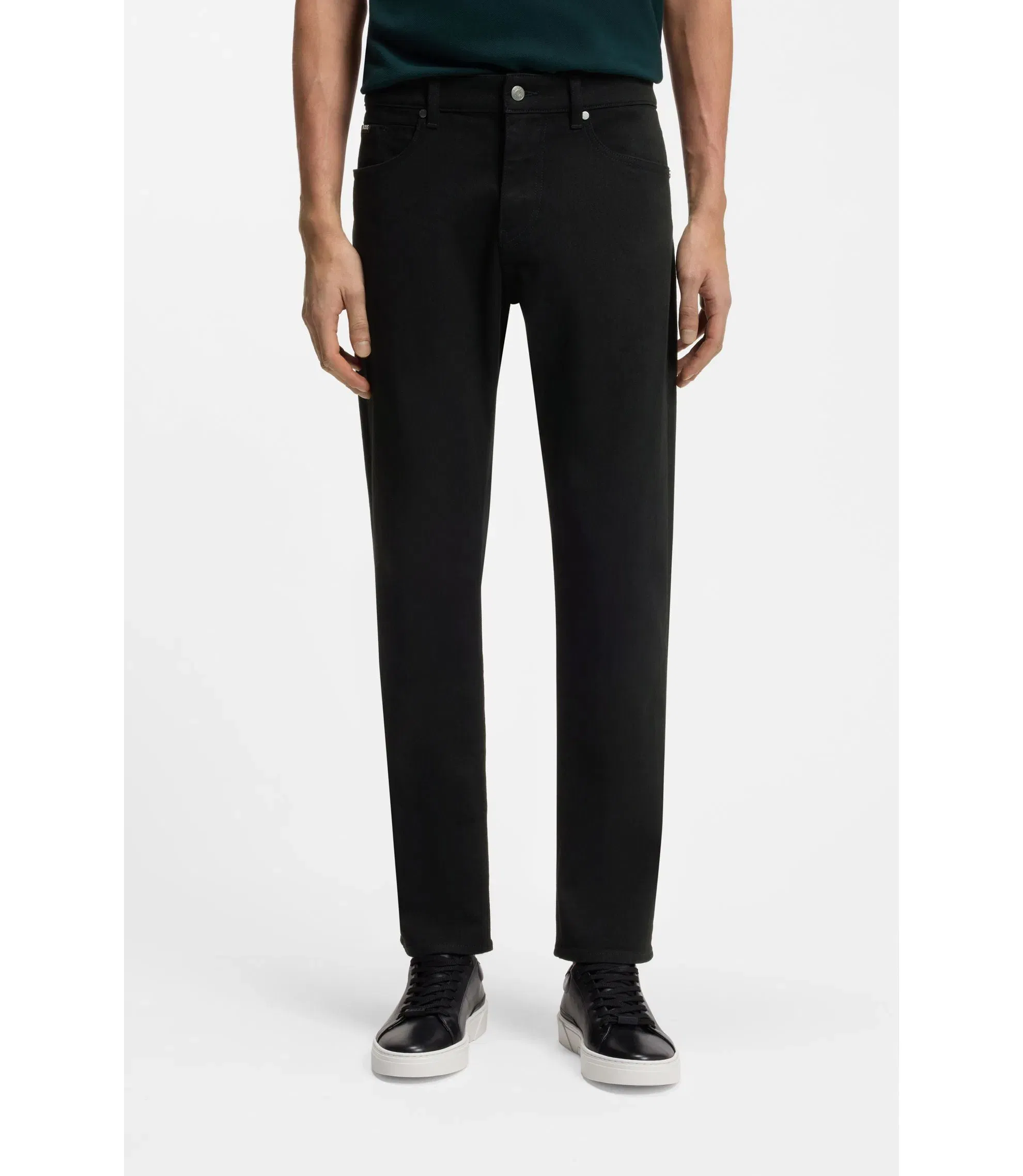 Boss Maine Black Black Regular Fit Jeans In Cashmere Touch Italian Denim Black